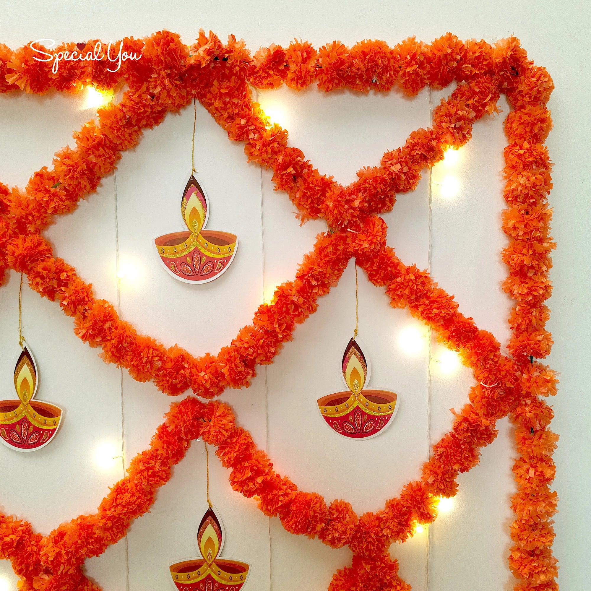 Marigold & Diya Diwali Backdrop Decor