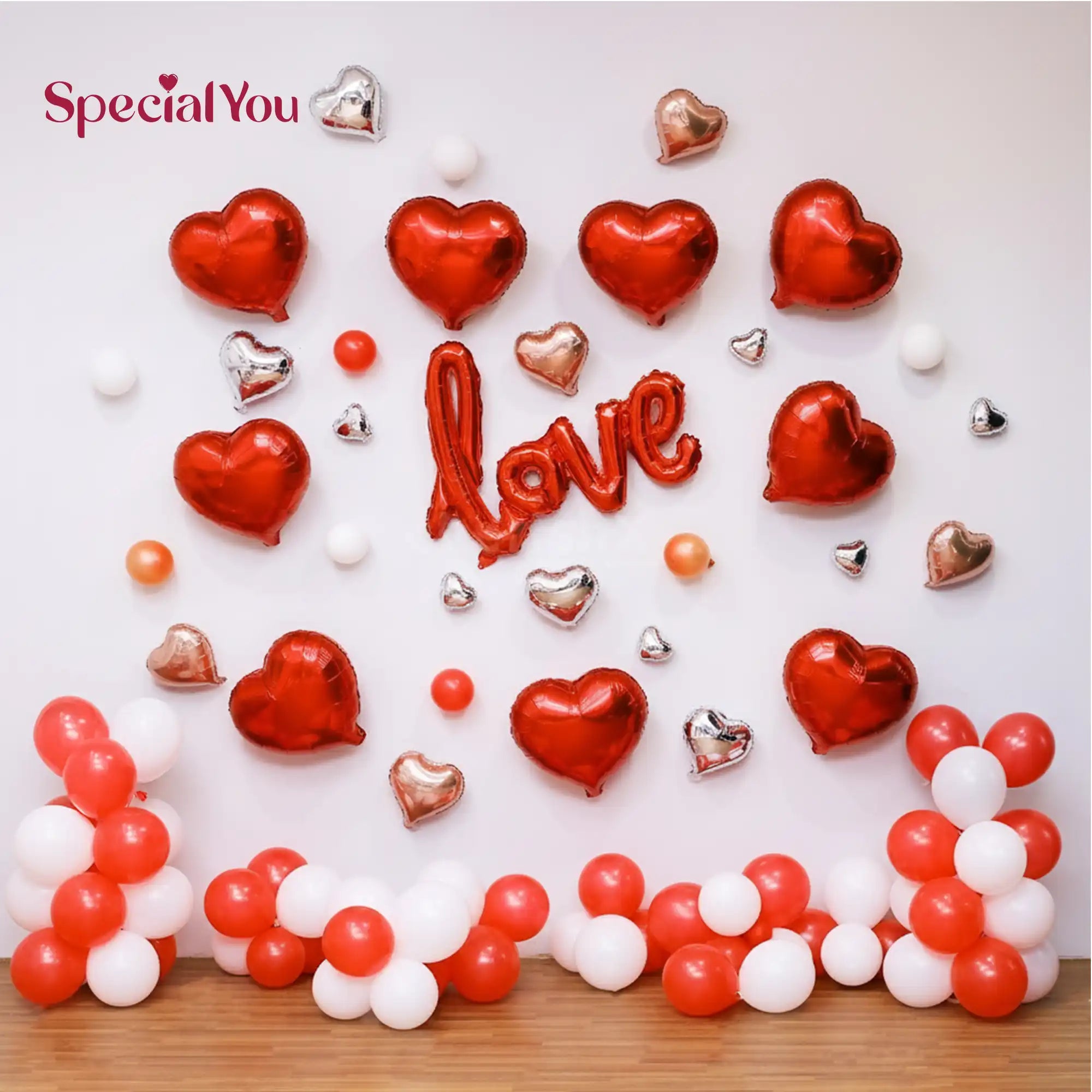Love Theme Red Heart Balloon Wall Decoration
