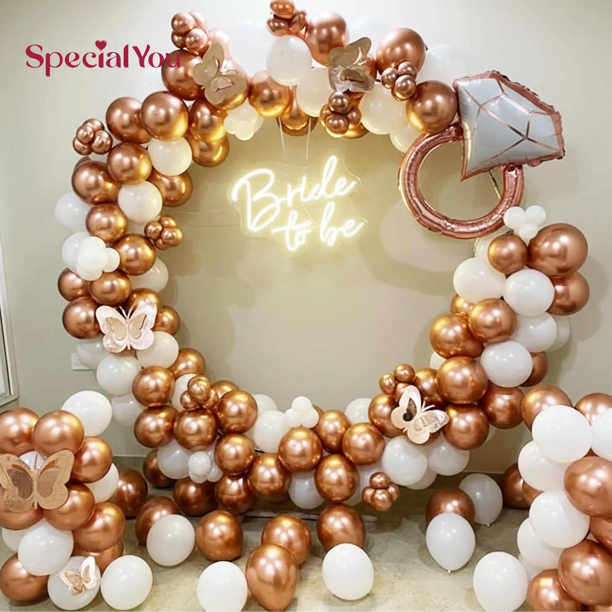 Bride To Be Rose Gold Balloon Ring Theme Decoration