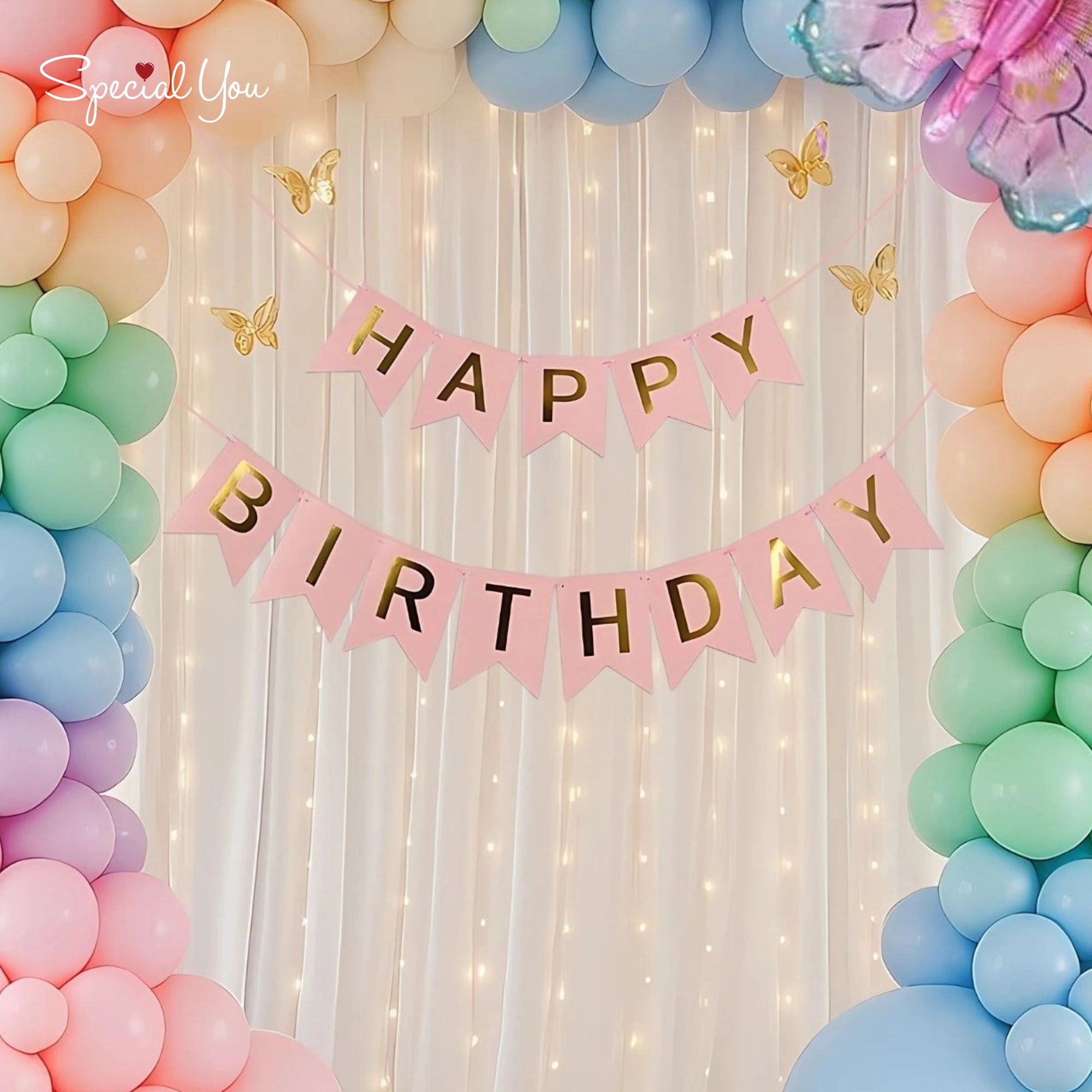 Rainbow Butterfly Balloon Decor