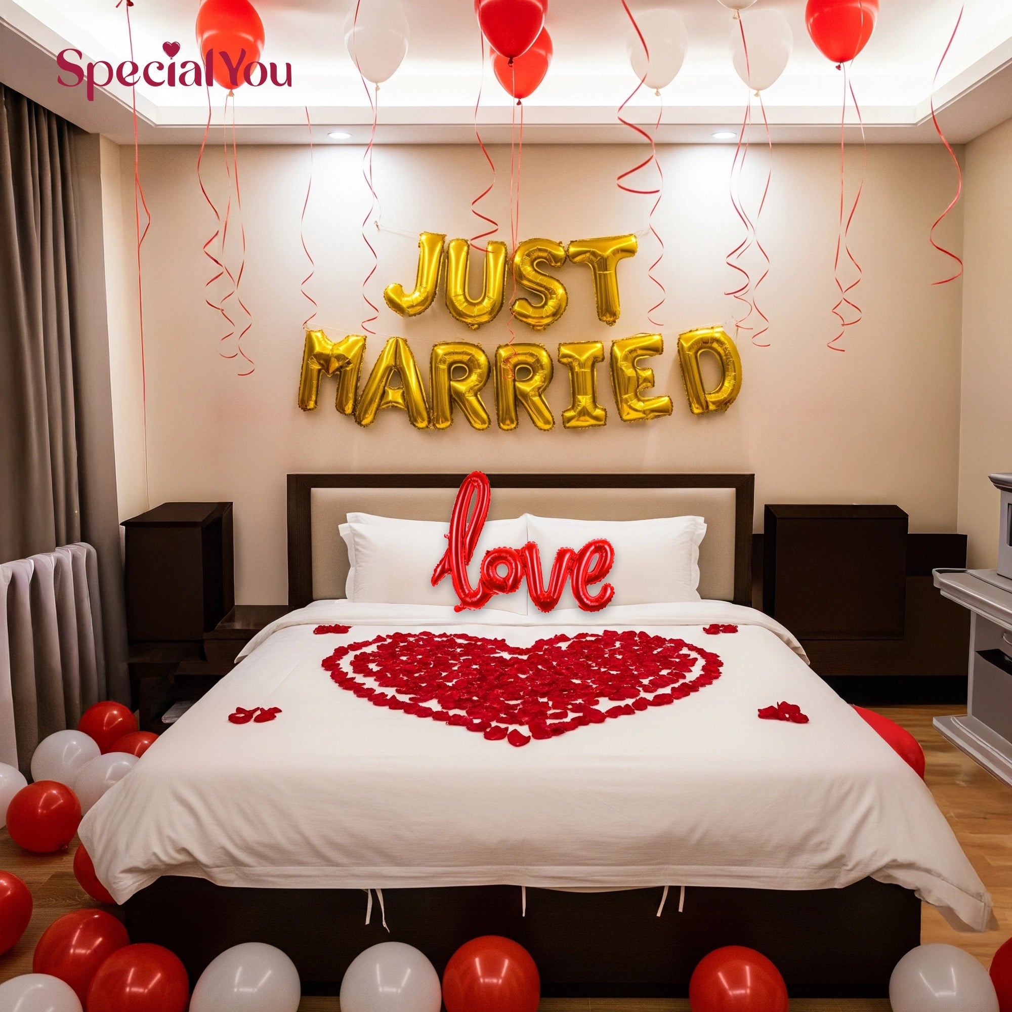 First Night Balloon & Rose Petal Room Decor