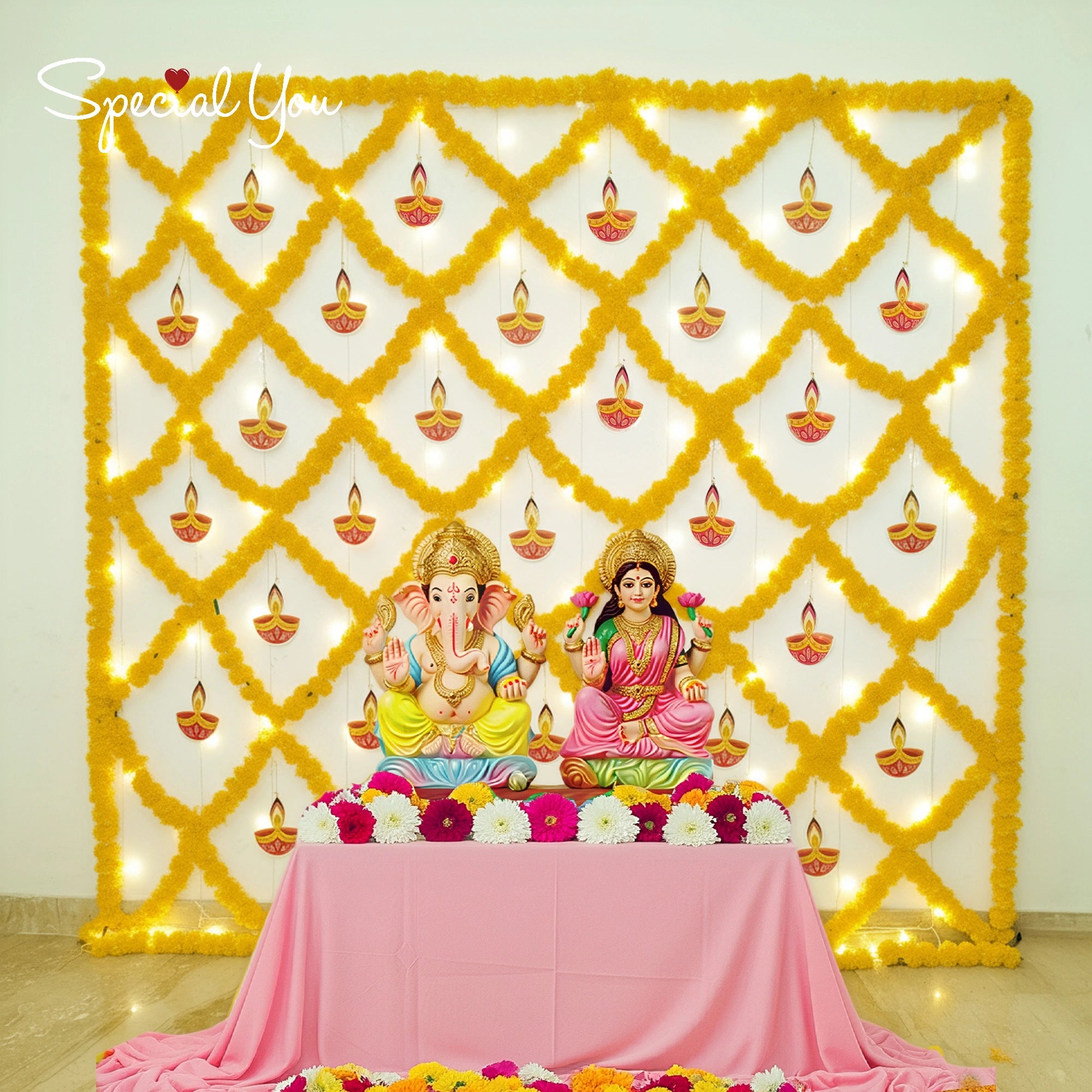 Diwali Flower Backdrop Decor