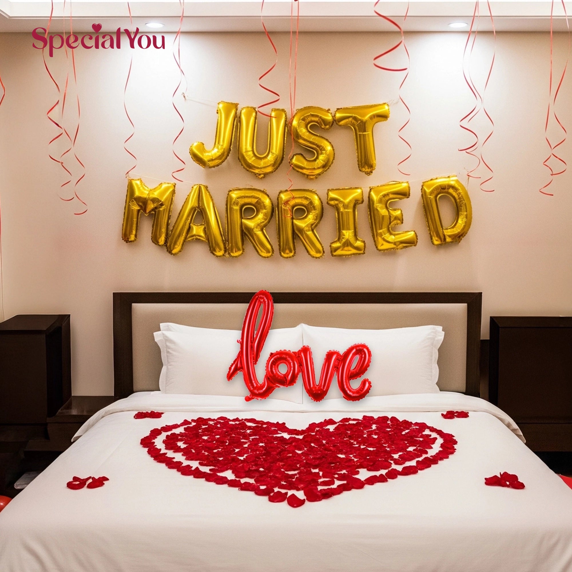 First Night Balloon & Rose Petal Room Decor