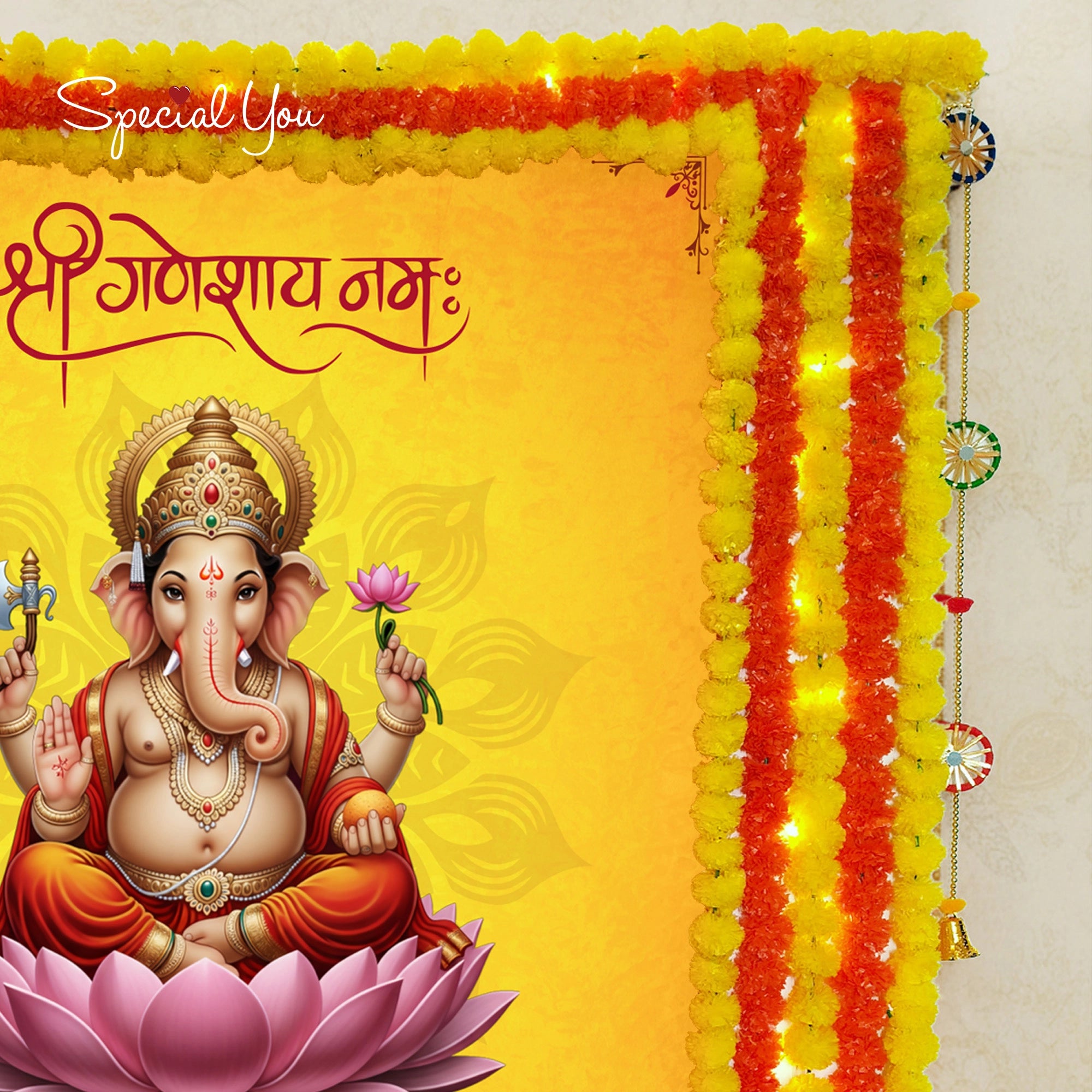 Lord Ganesha Diwali Backdrop Decor