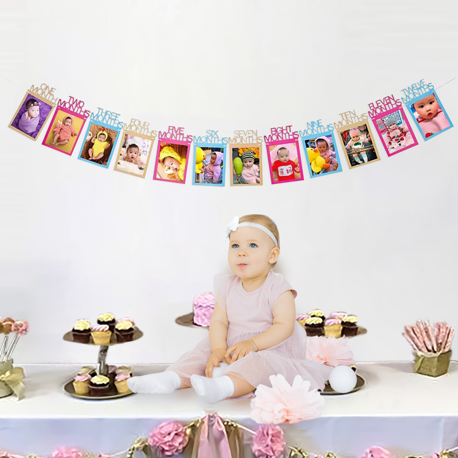 Multicolor Monthly Banner for baby girl & boy