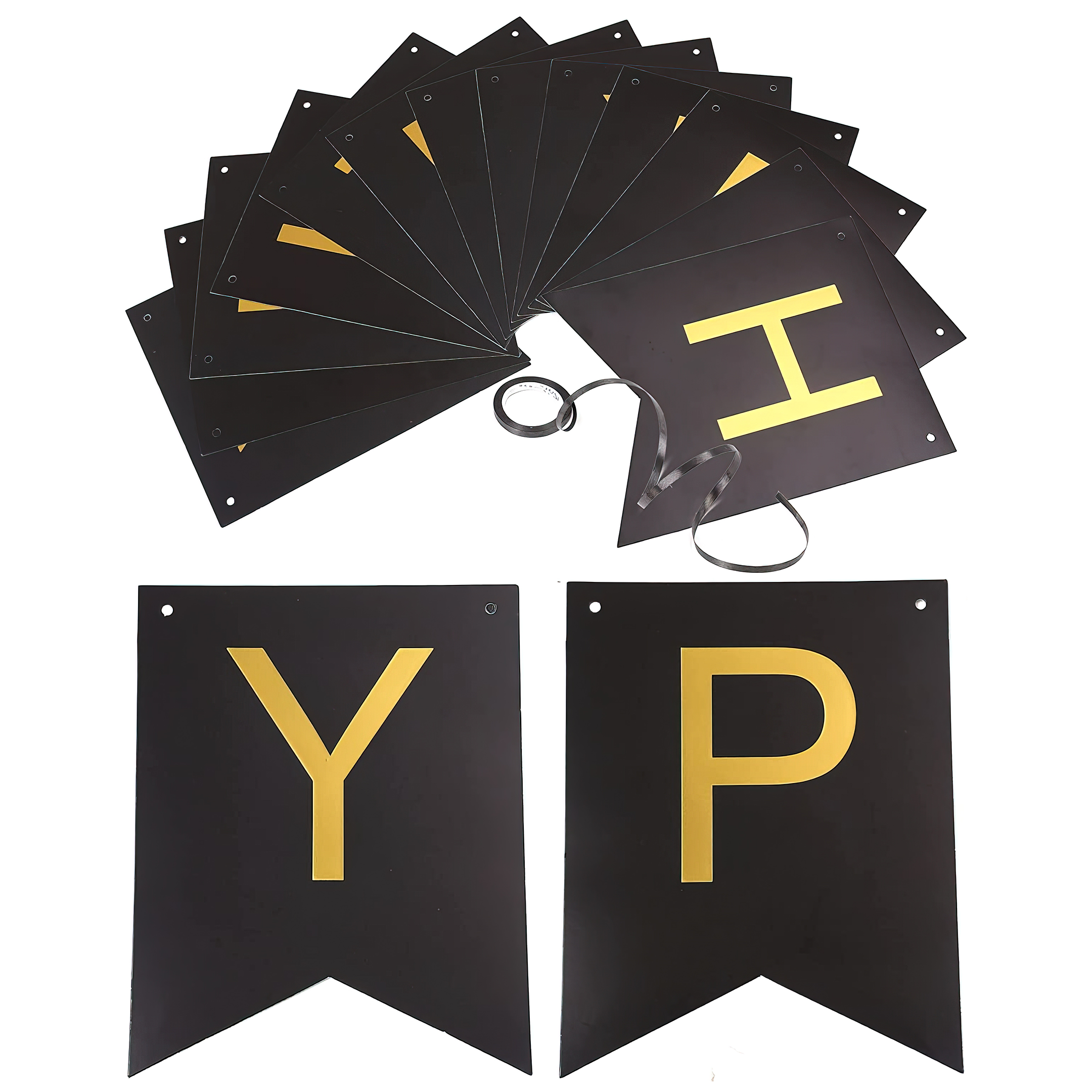 Black Paper Happy Birthday Banner
