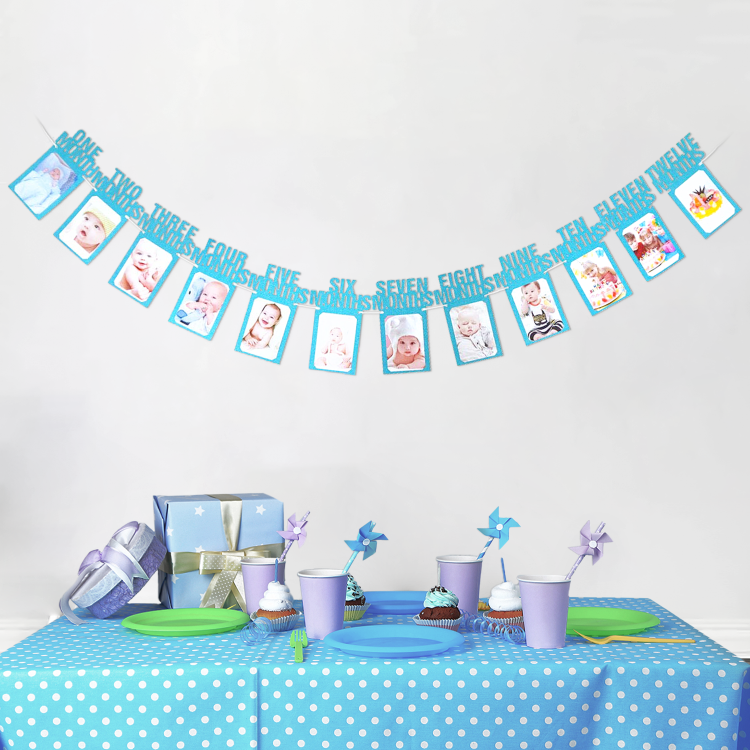Blue Monthly Banner for baby boy birthday decoration - Special You