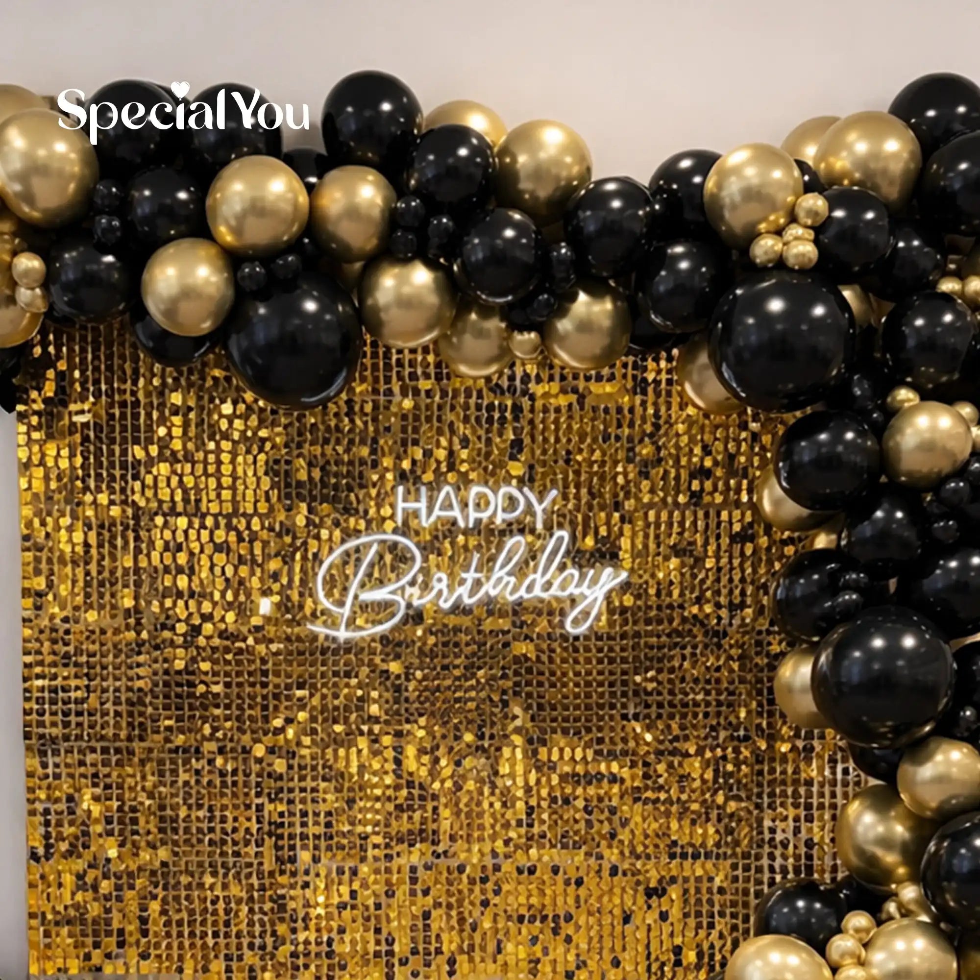 Black & Gold Sequin Panel Backdrop Decor