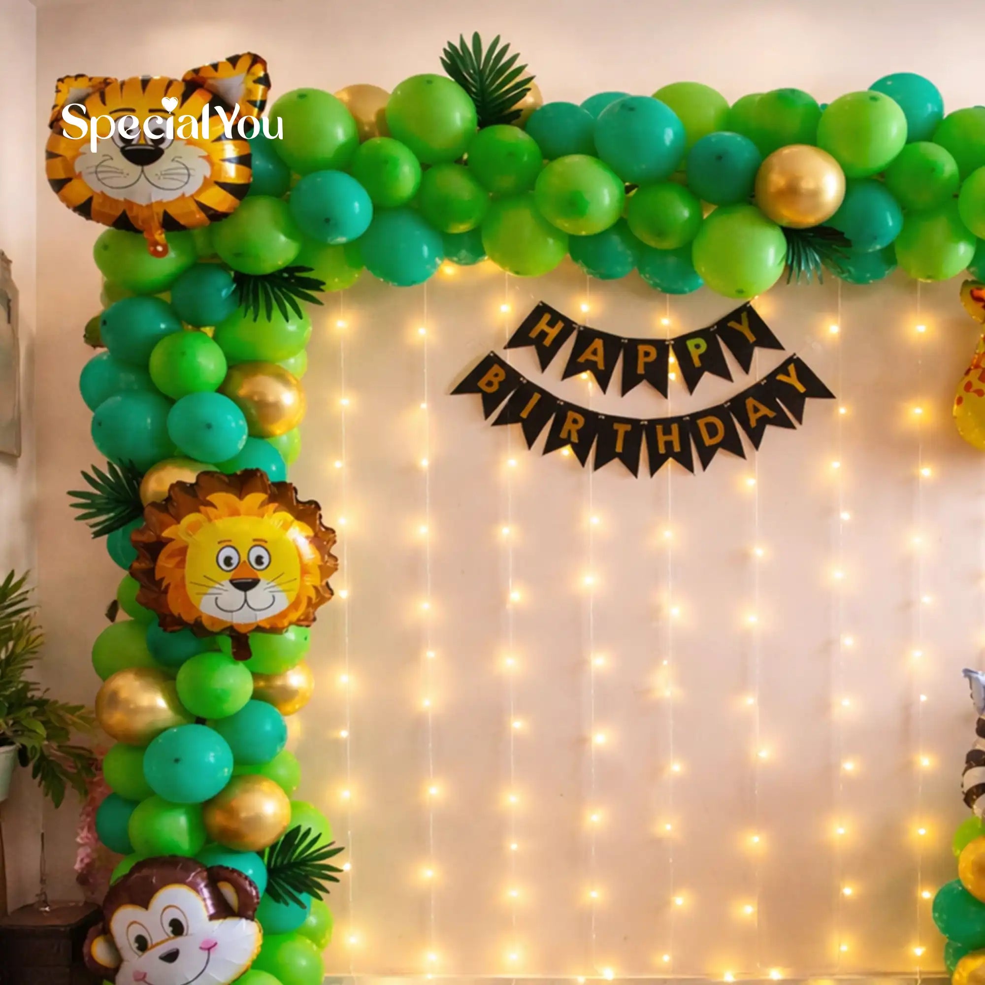 Jungle Theme Birthday Balloon Backdrop Decor