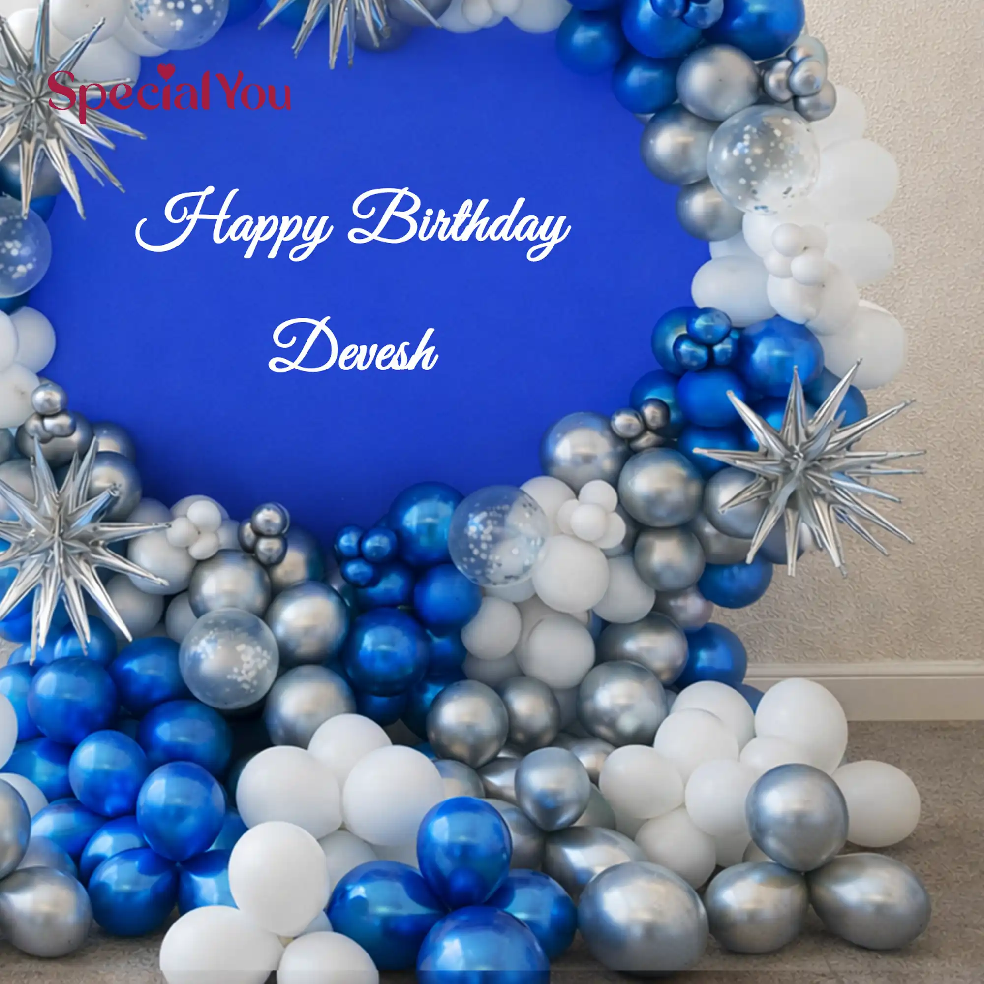 Royal Blue Silver Birthday Ring Backdrop Decor