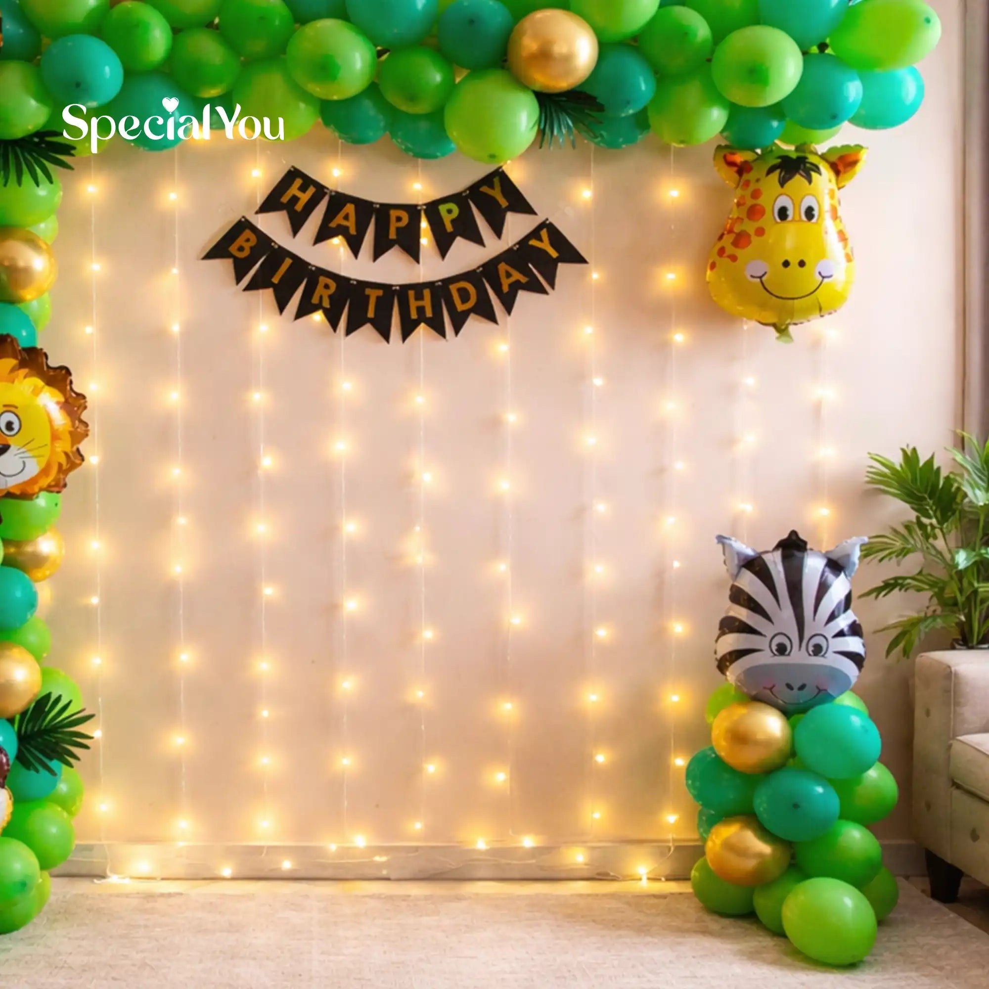Jungle Theme Birthday Balloon Backdrop Decor