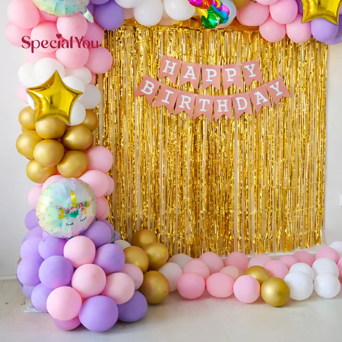 Unicorn Theme Birthday Balloon Backdrop Decor