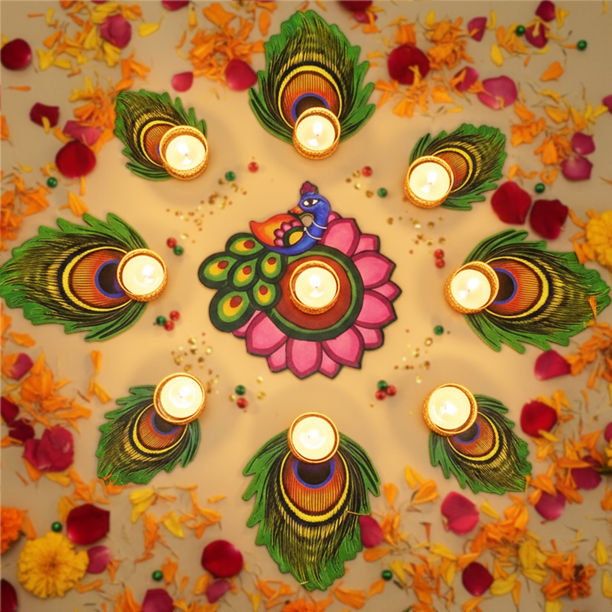 Peacock Tea Light Holder set-19pcs