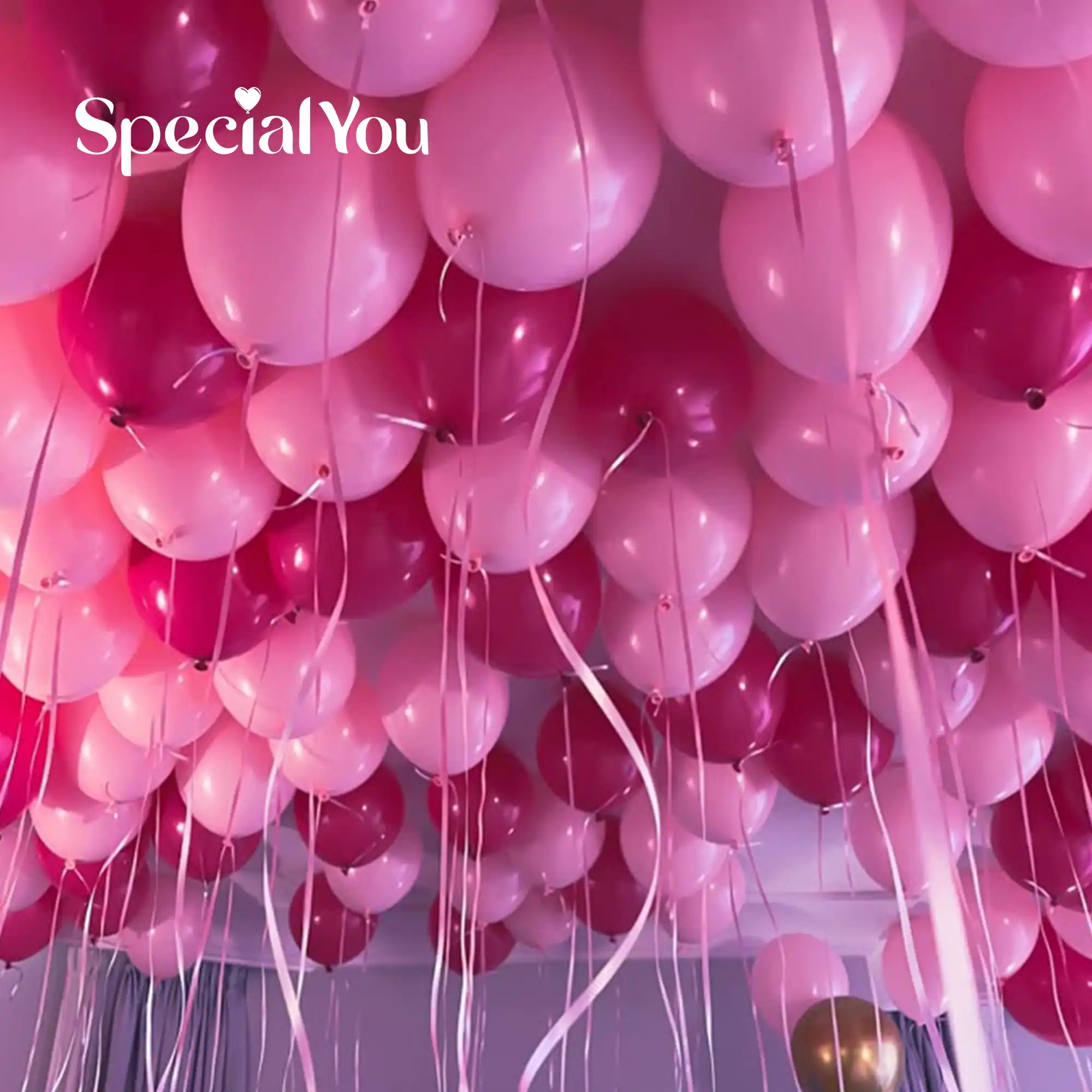 Addon 100 latex balloons (40 balloons placed on celling and 60 on floor)