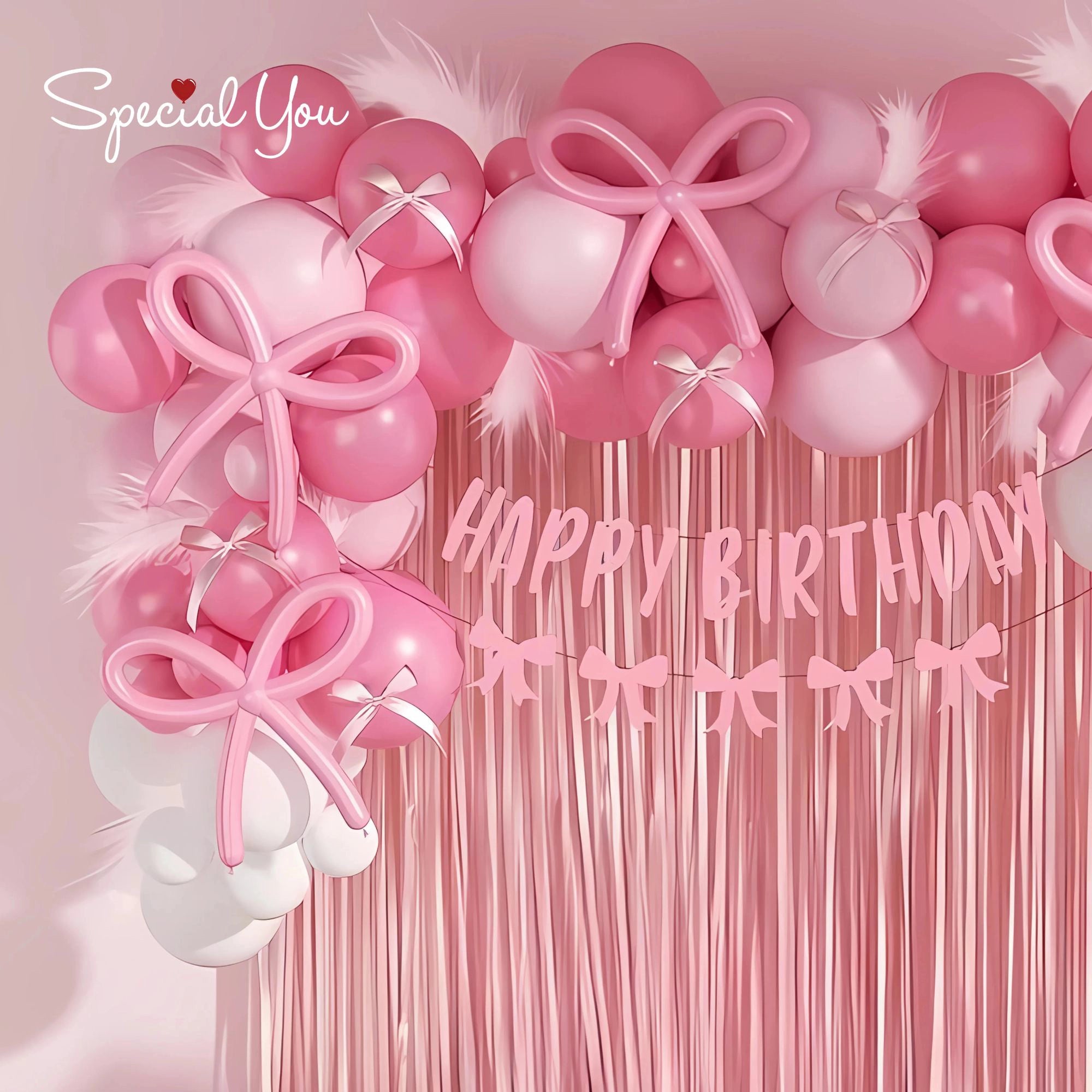 Pink Bow Birthday Balloon Decor