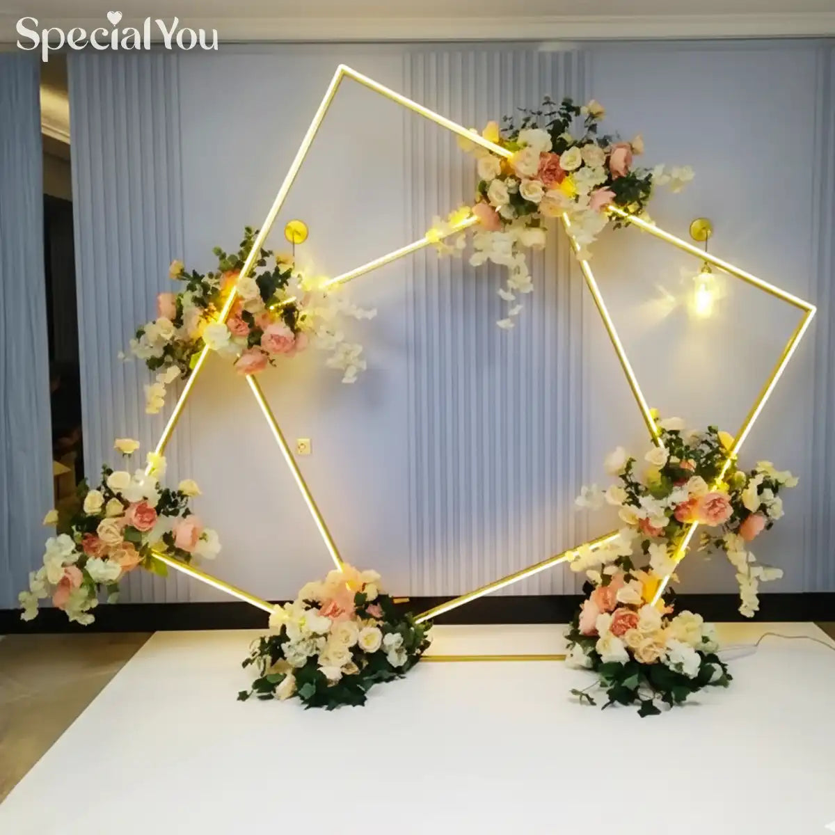 Geometric LED Floral Backdrop Decor