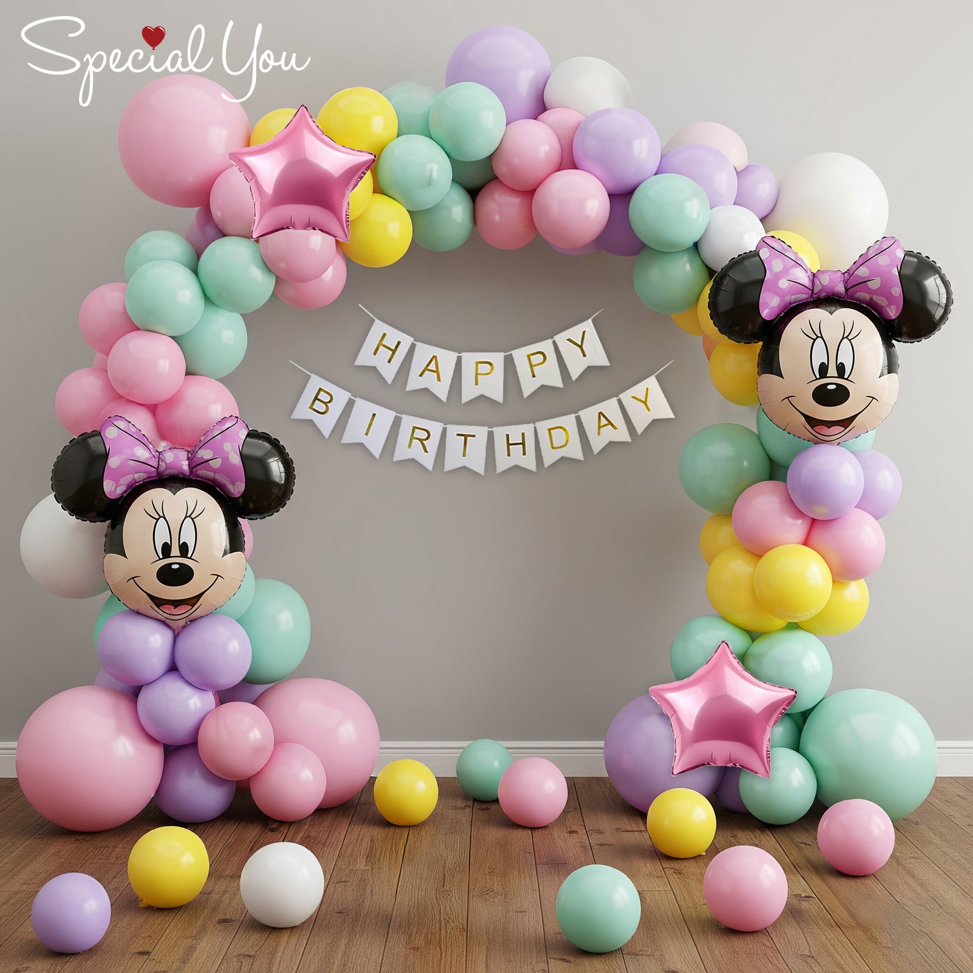 Minnie's Pretty Pastel Balloon arch Decor