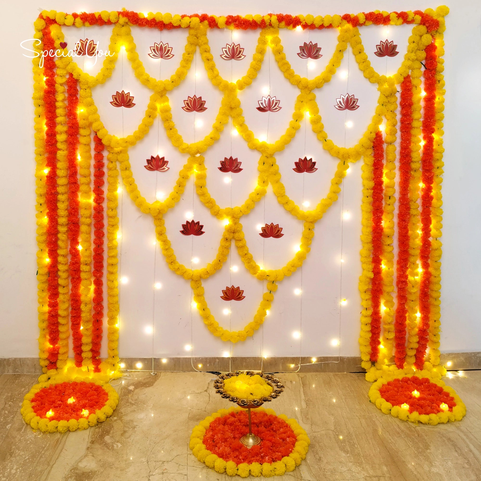 Haldi Ceremony Floral Backdrop Decor