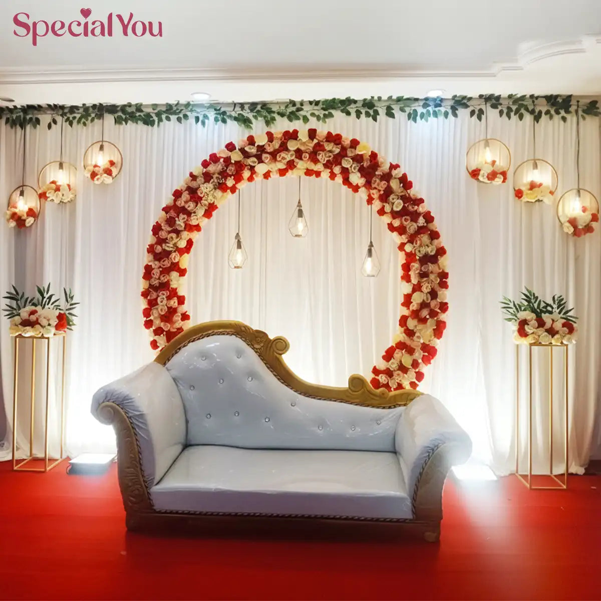 Royal Red Rose Ring Backdrop Decor