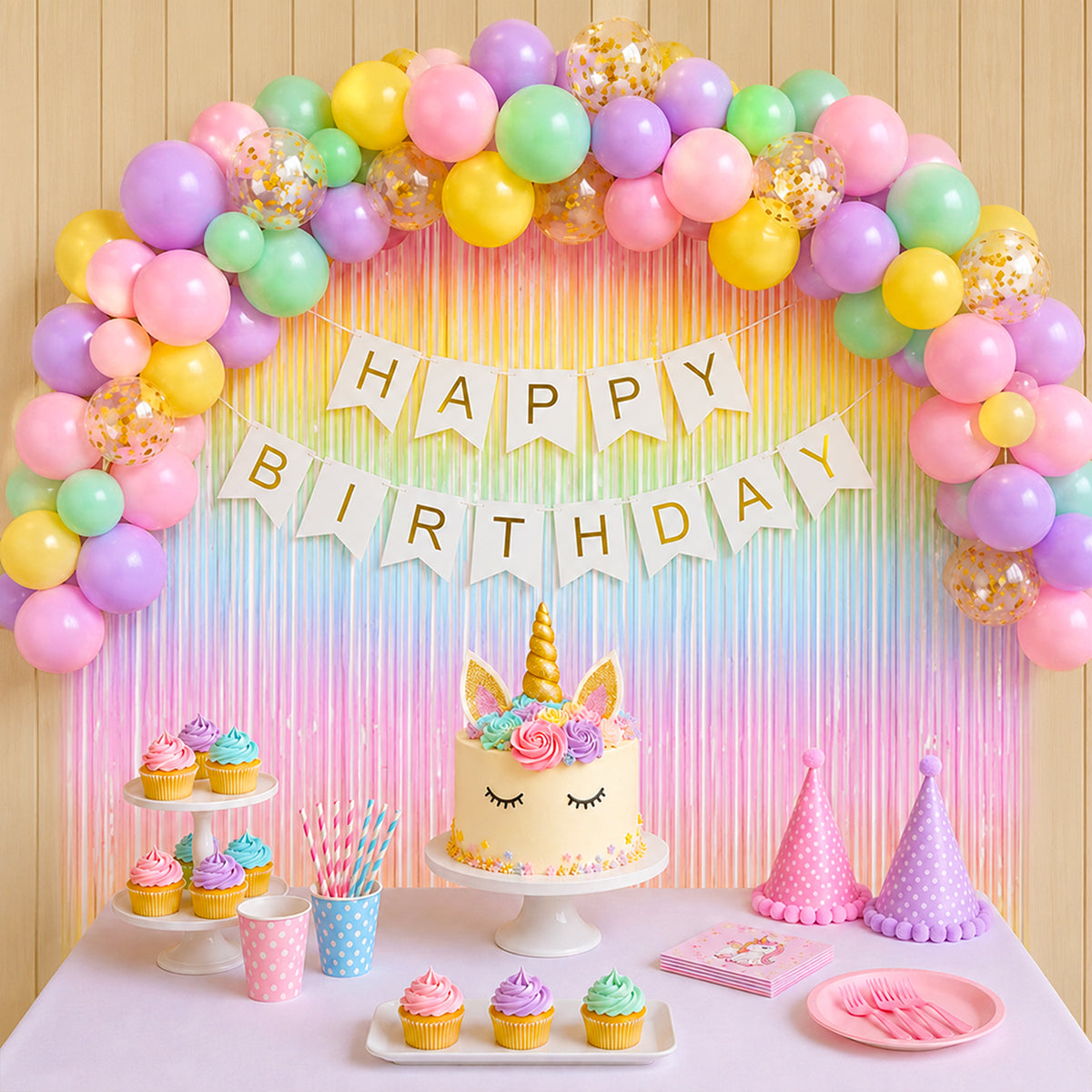 Unicorn Theme Pastel Balloons Birthday Decoration DIY Kit