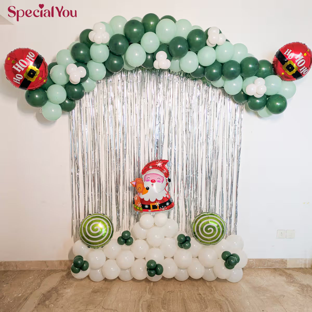 Elegant Christmas Green Balloon Arch Decoration