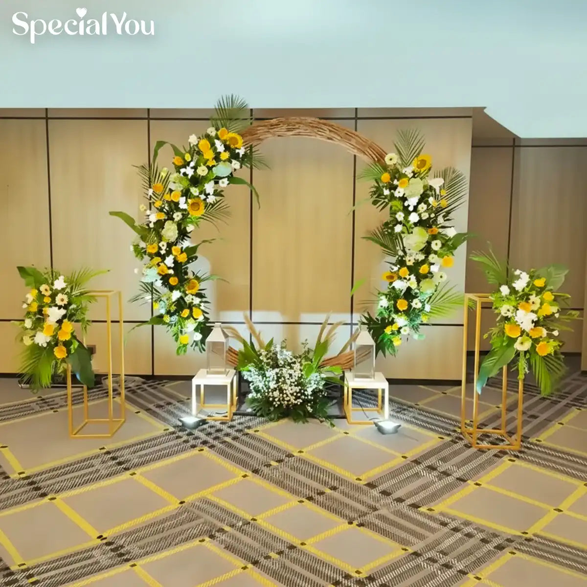 Yellow Floral Ring Backdrop Decor