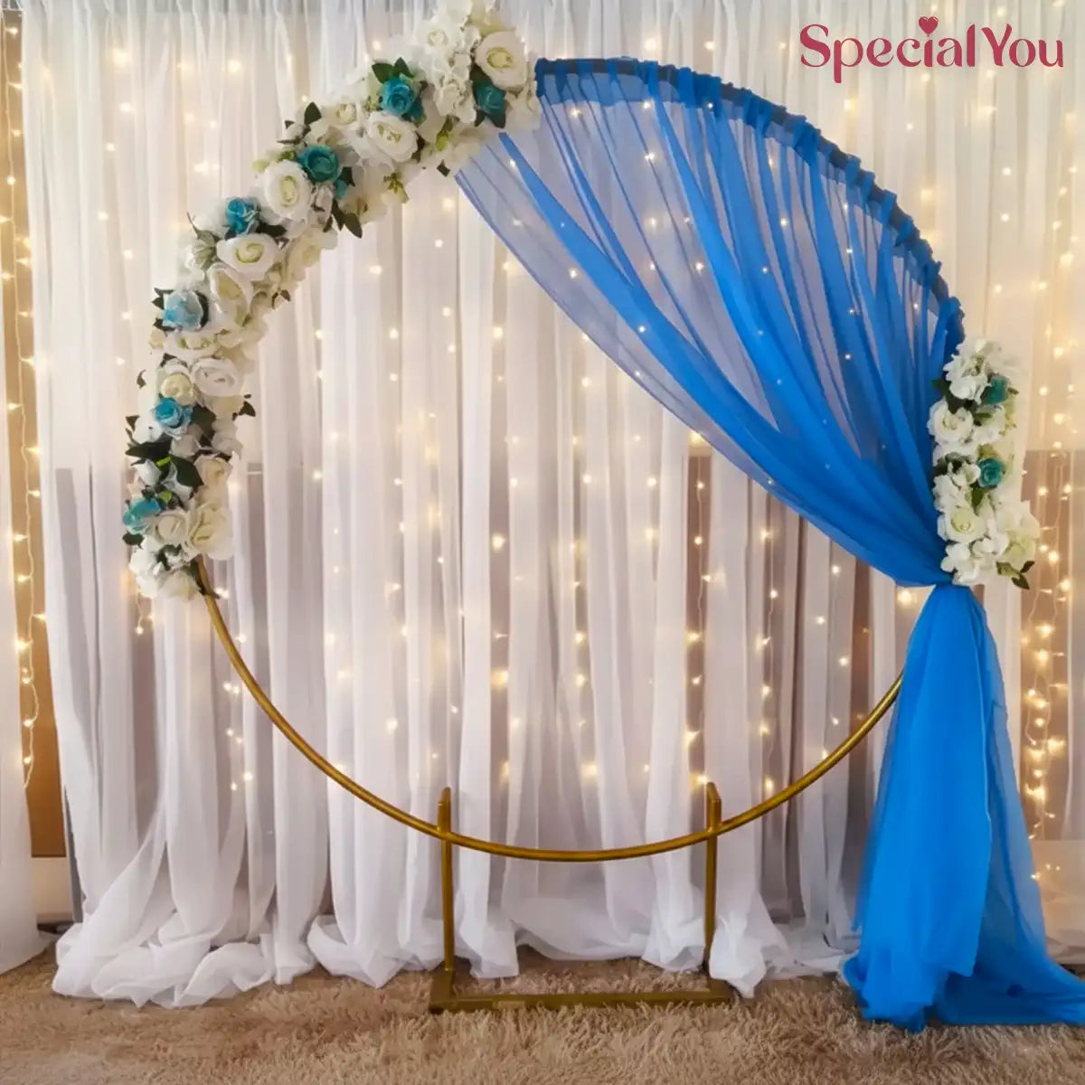 Blue Floral Ring Backdrop Decor