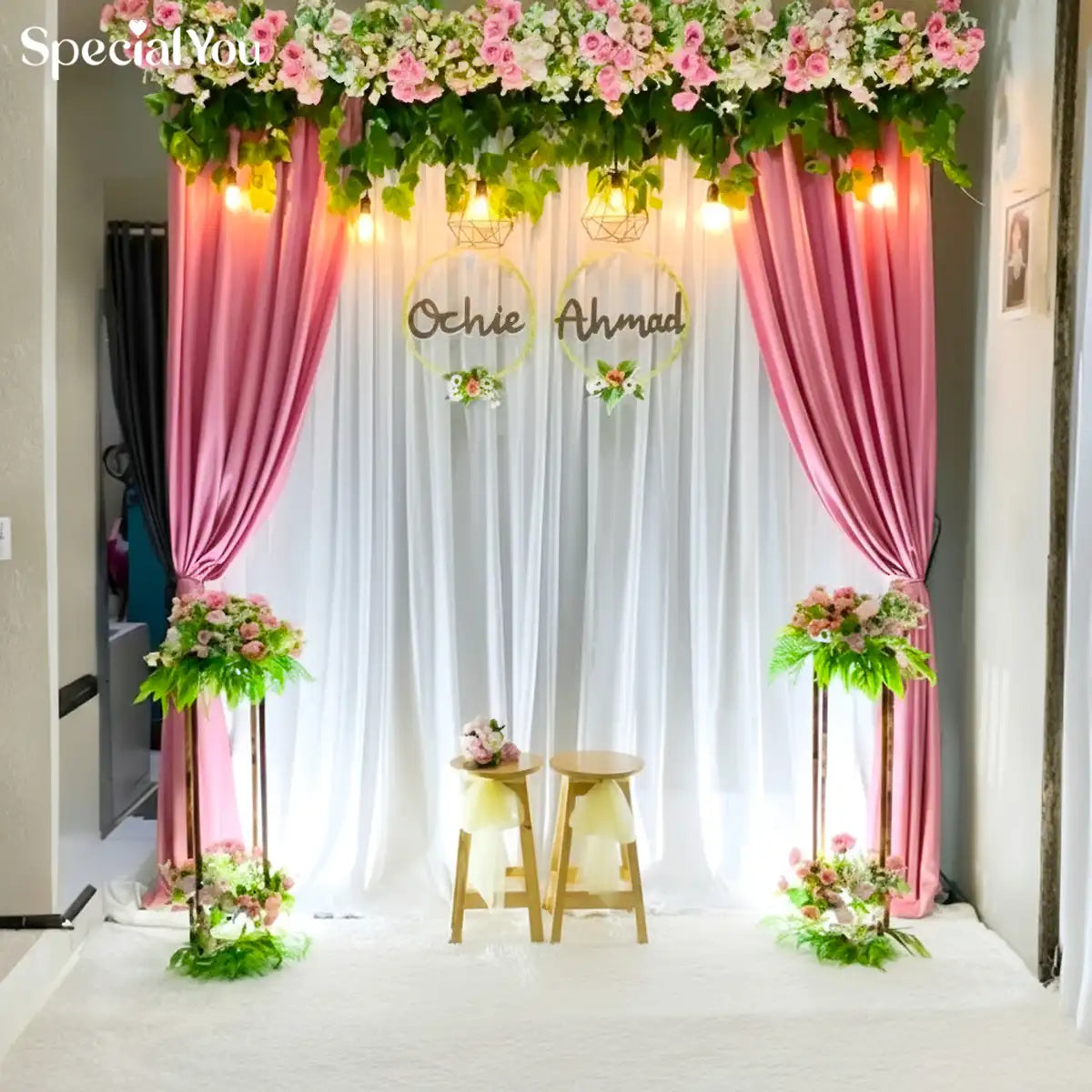 Pink Floral Backdrop Decoration