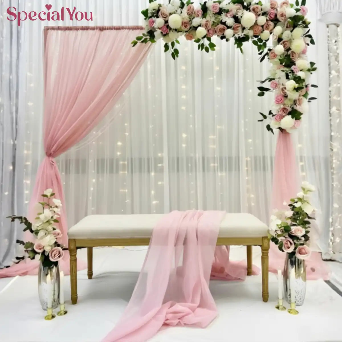Blush Pink Floral Arch Backdrop Decor