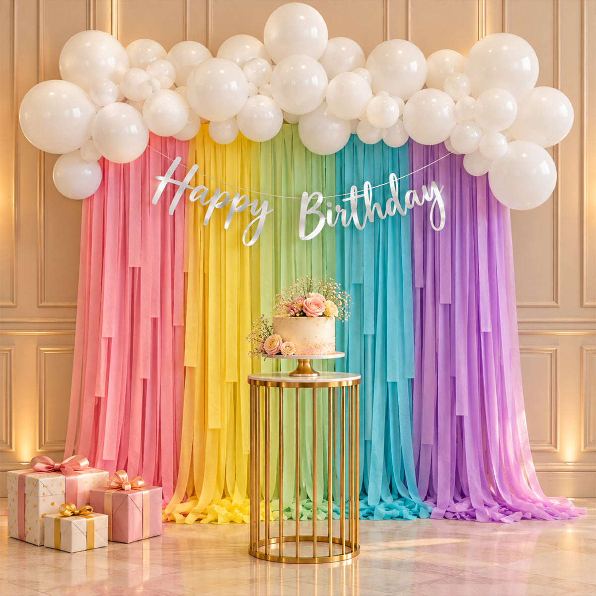 Multicolor Crepe Paper Birthday Decoration DIY Kit