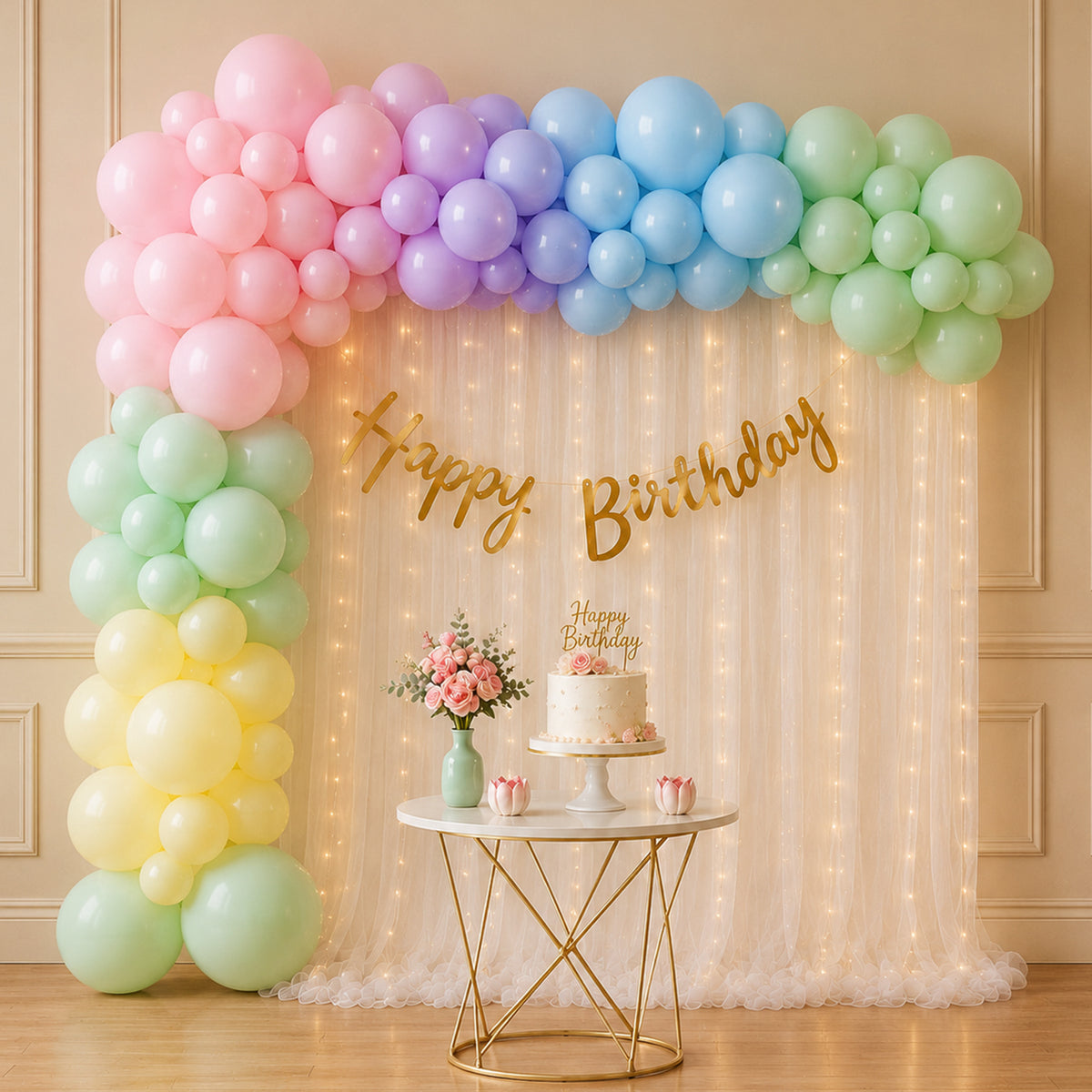 Rainbow theme b'day backdrop decor kit