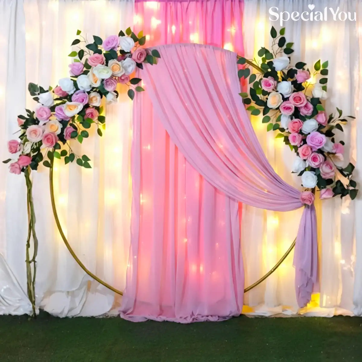 Rose Gold Floral Ring Backdrop Weeding Decor