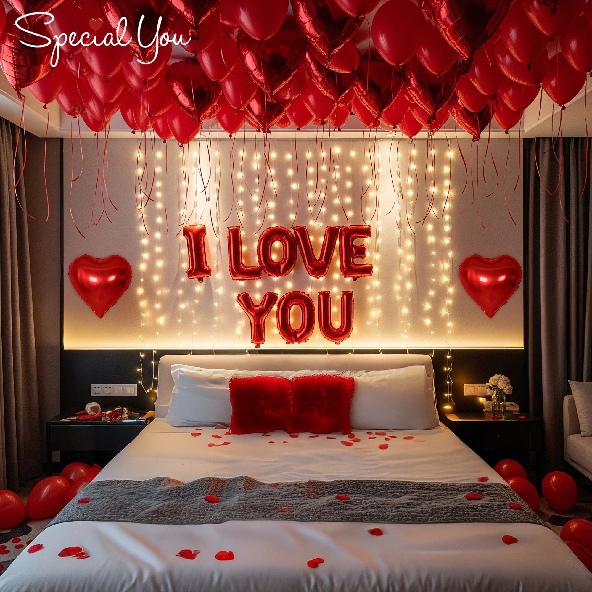 Red I Love You Balloon Decor