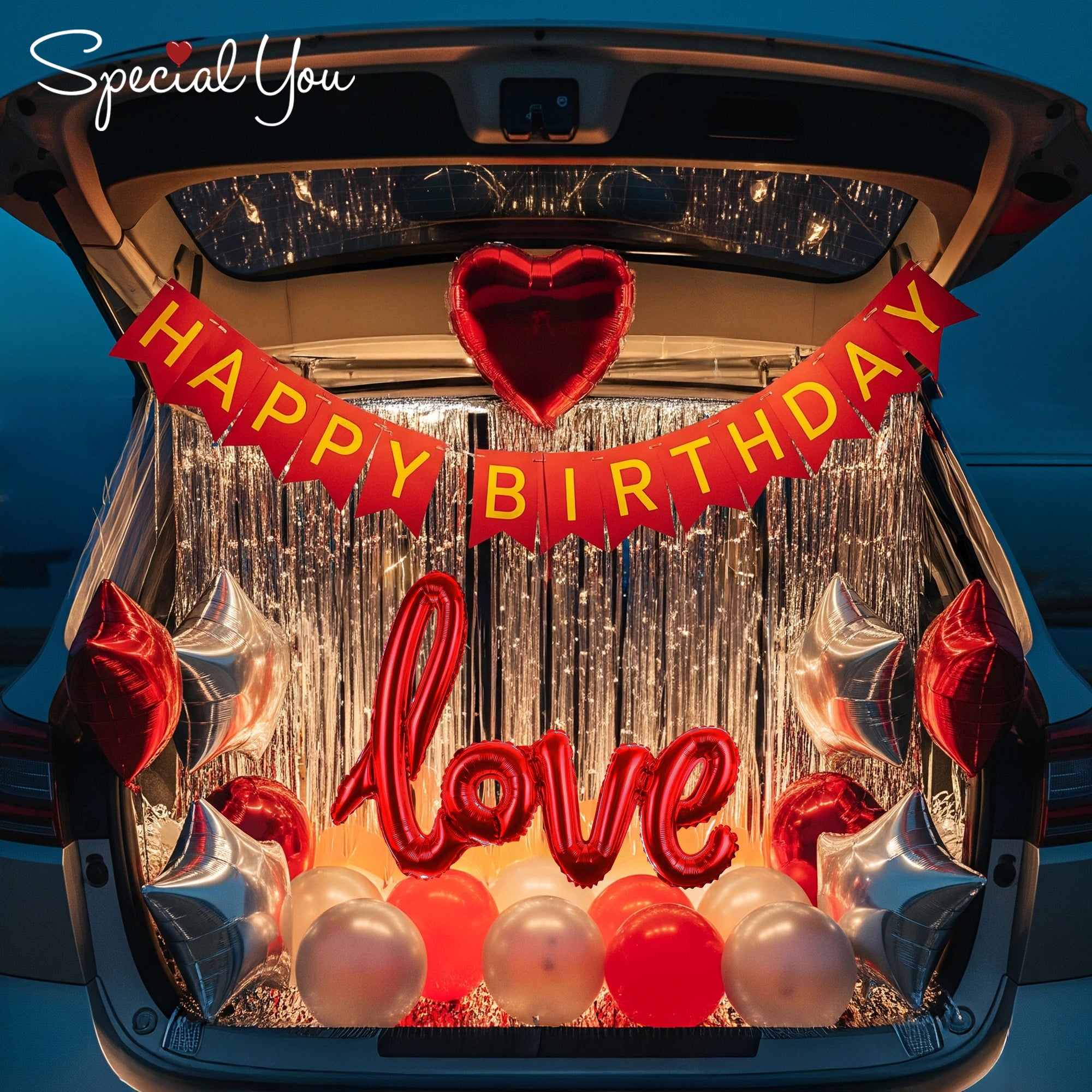 Red & Silver Car Boot Birthday Decor