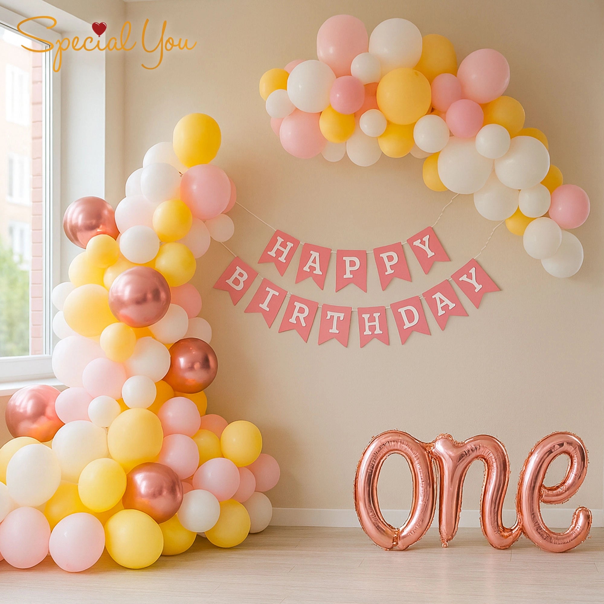 Pastel First Birthday Balloon Decor