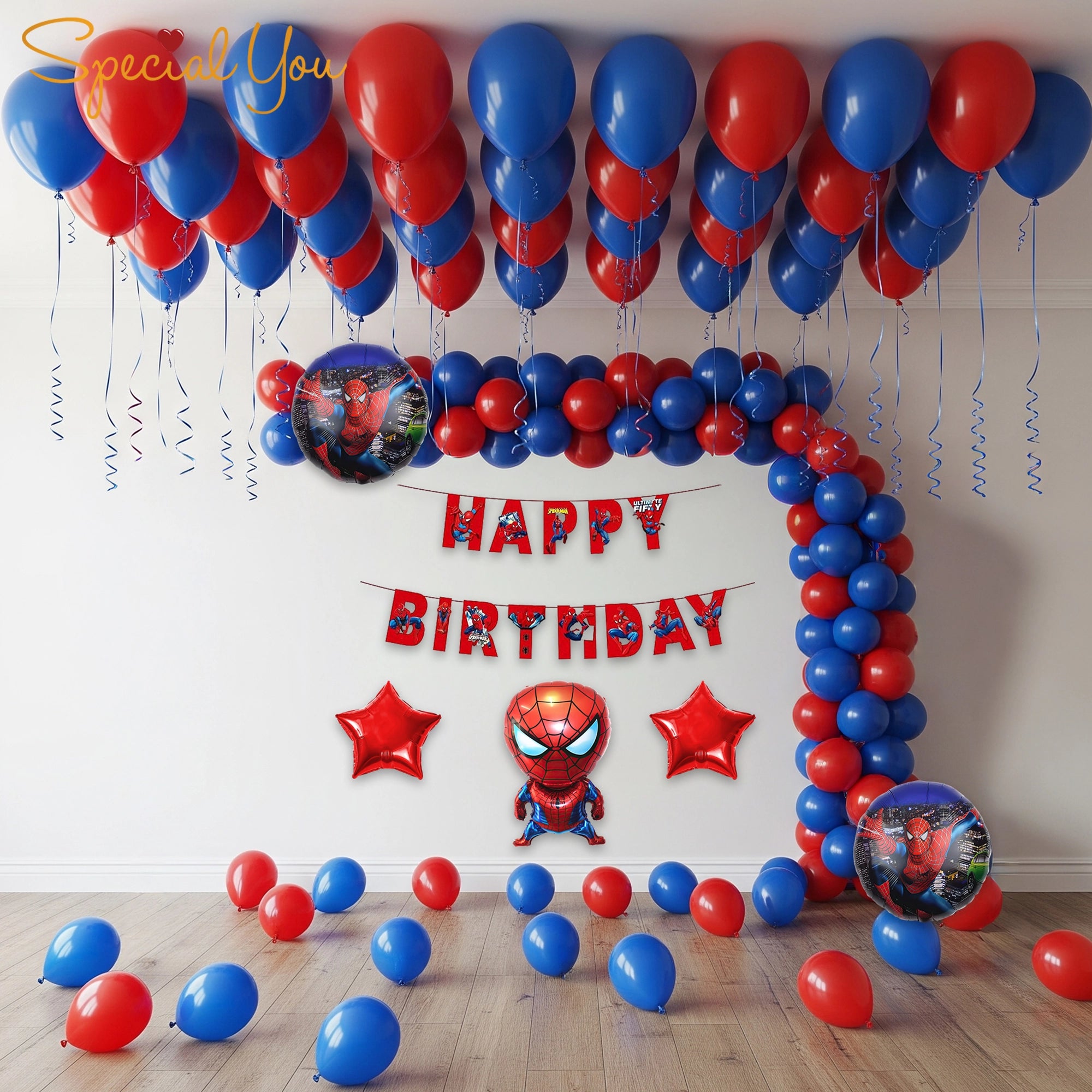 Red & Blue Spiderman Birthday Decor