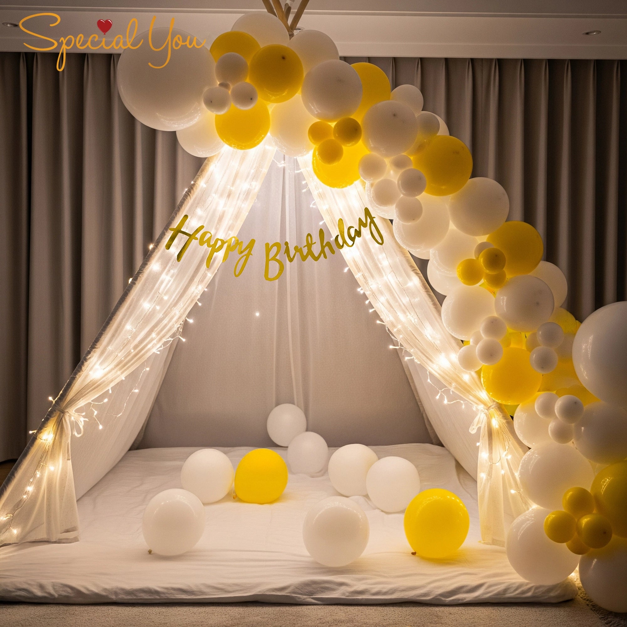 Yellow & White Canopy Birthday Decor