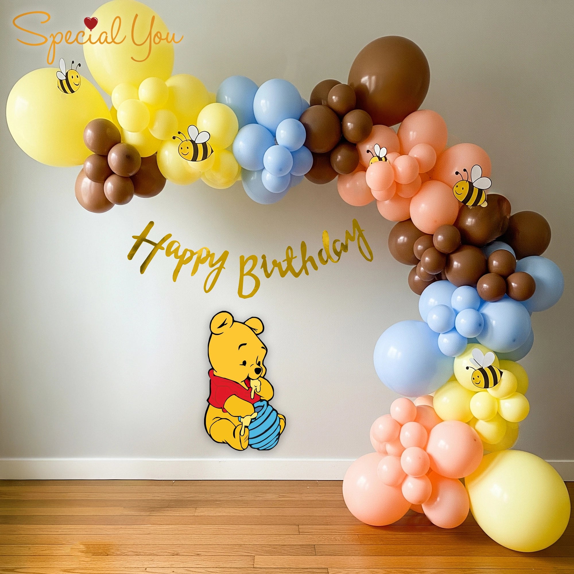 Winnie the Pooh Birthday Balloon Decor