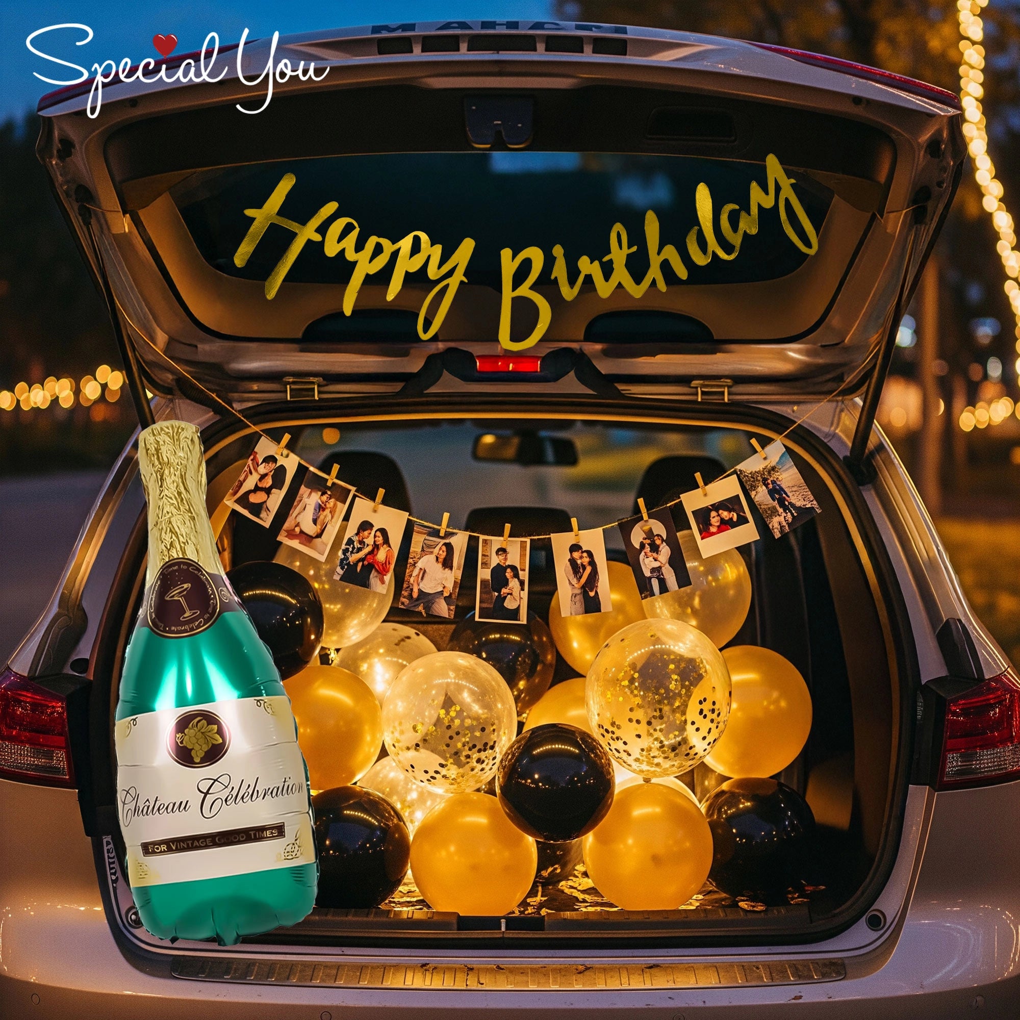 Black & Gold Car Boot Birthday Decor
