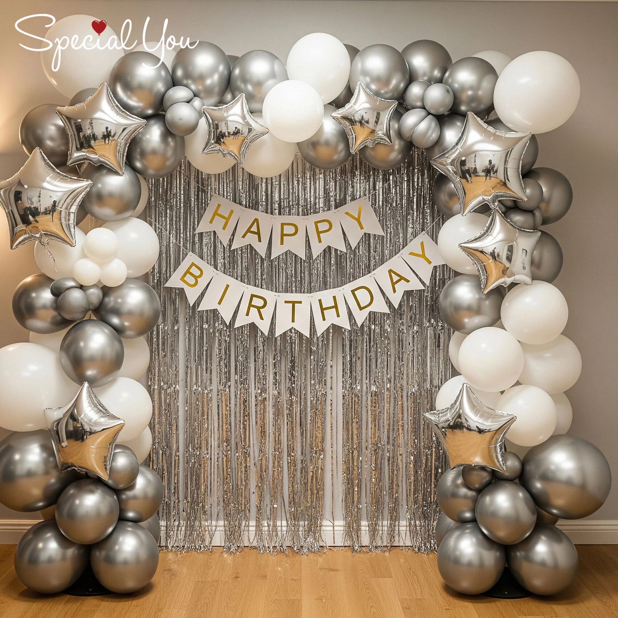 Silver Sparkle Star Balloon Decor