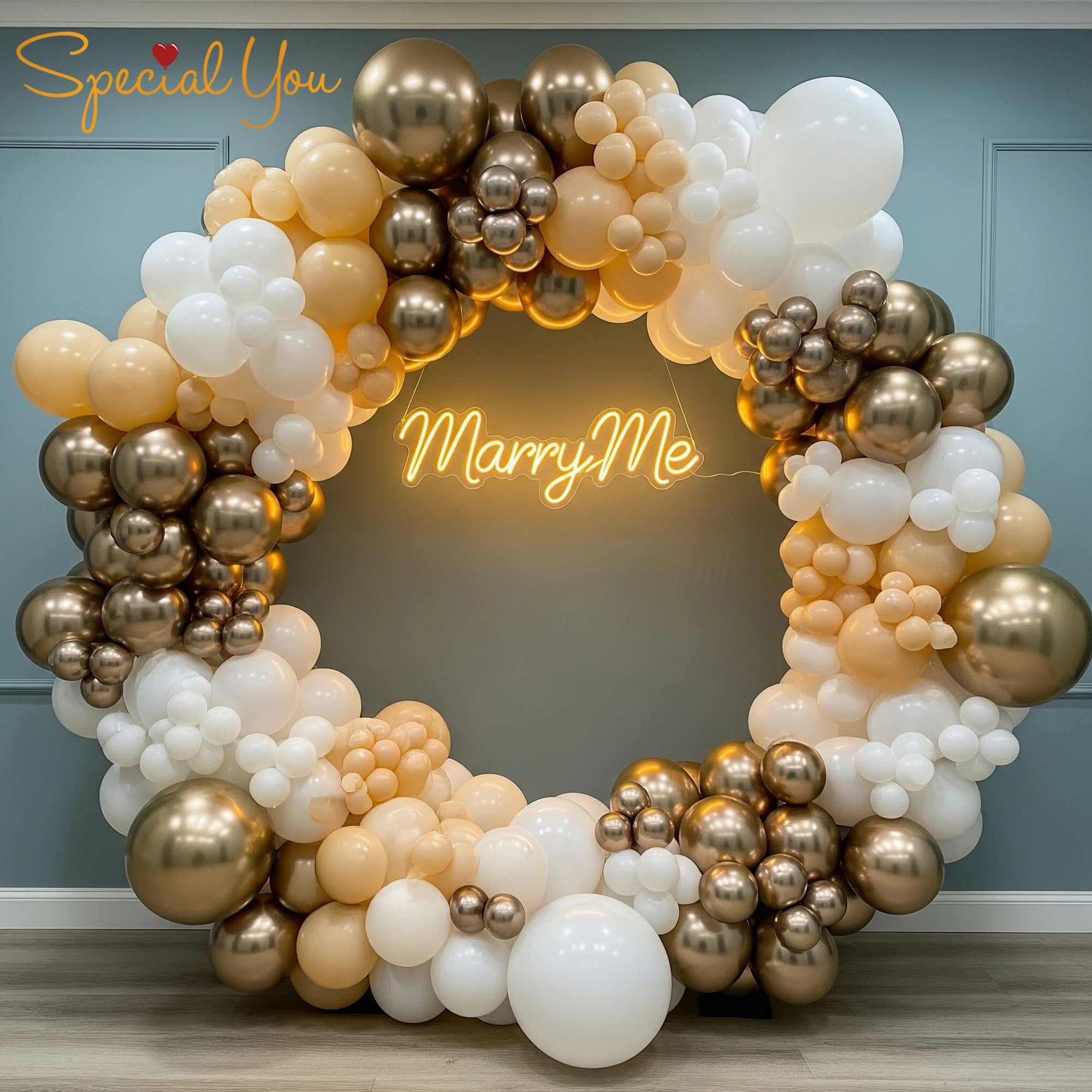 Elegant Golden & White Proposal Decor