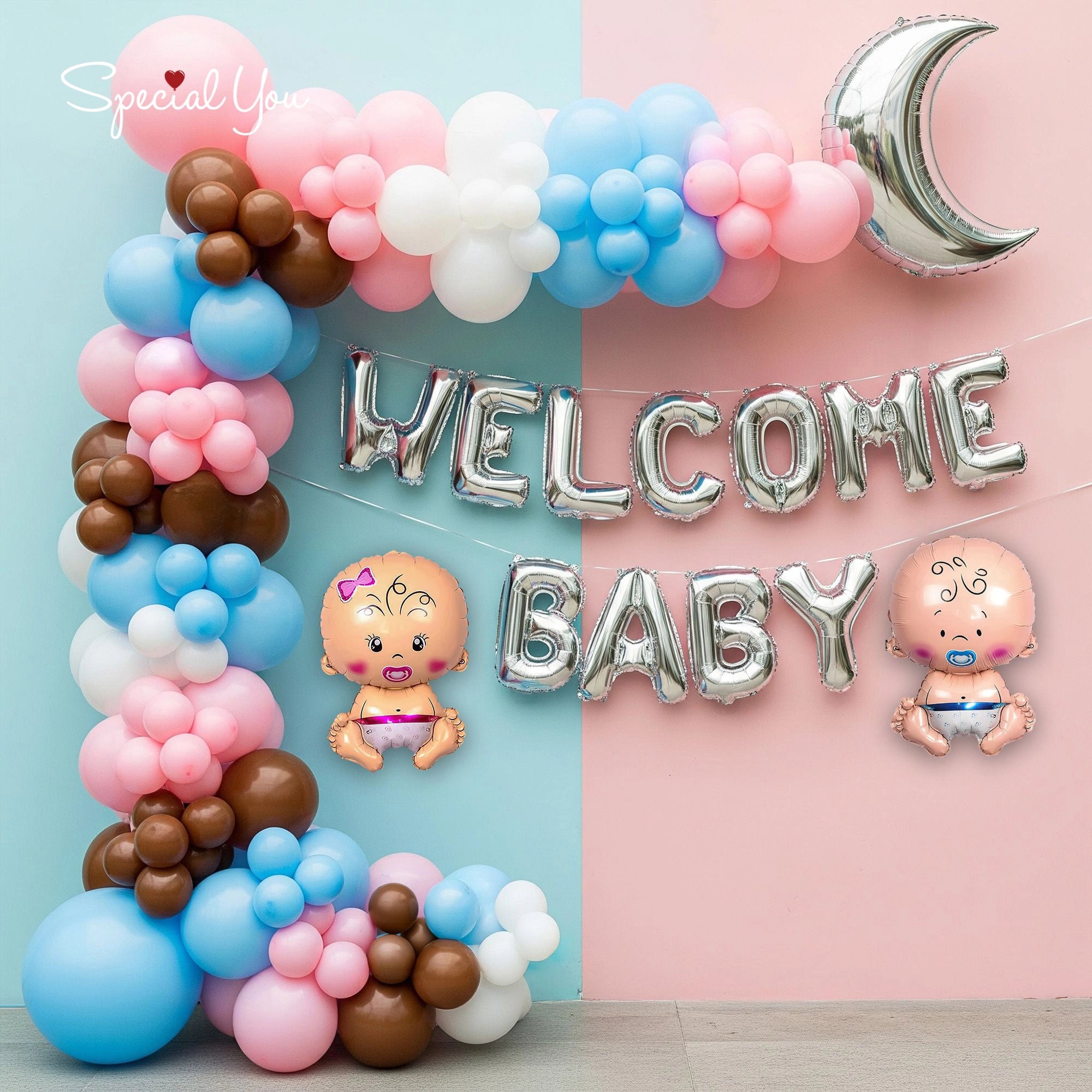Pink & Blue Baby Welcome Decor