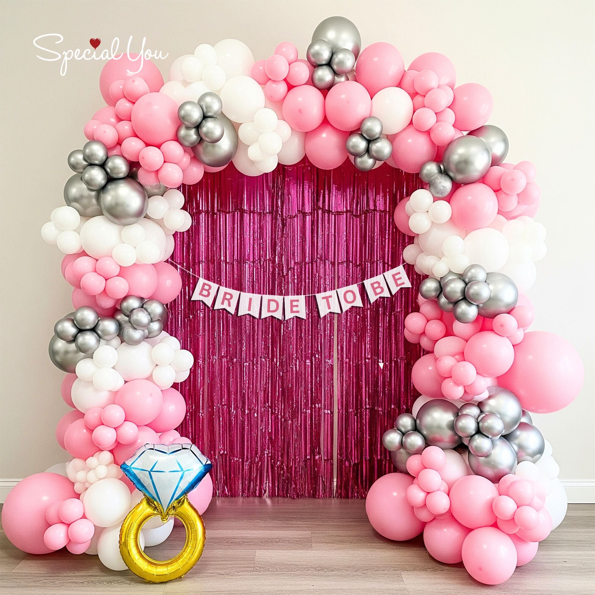 Glam Pink Bridal Balloon Decor