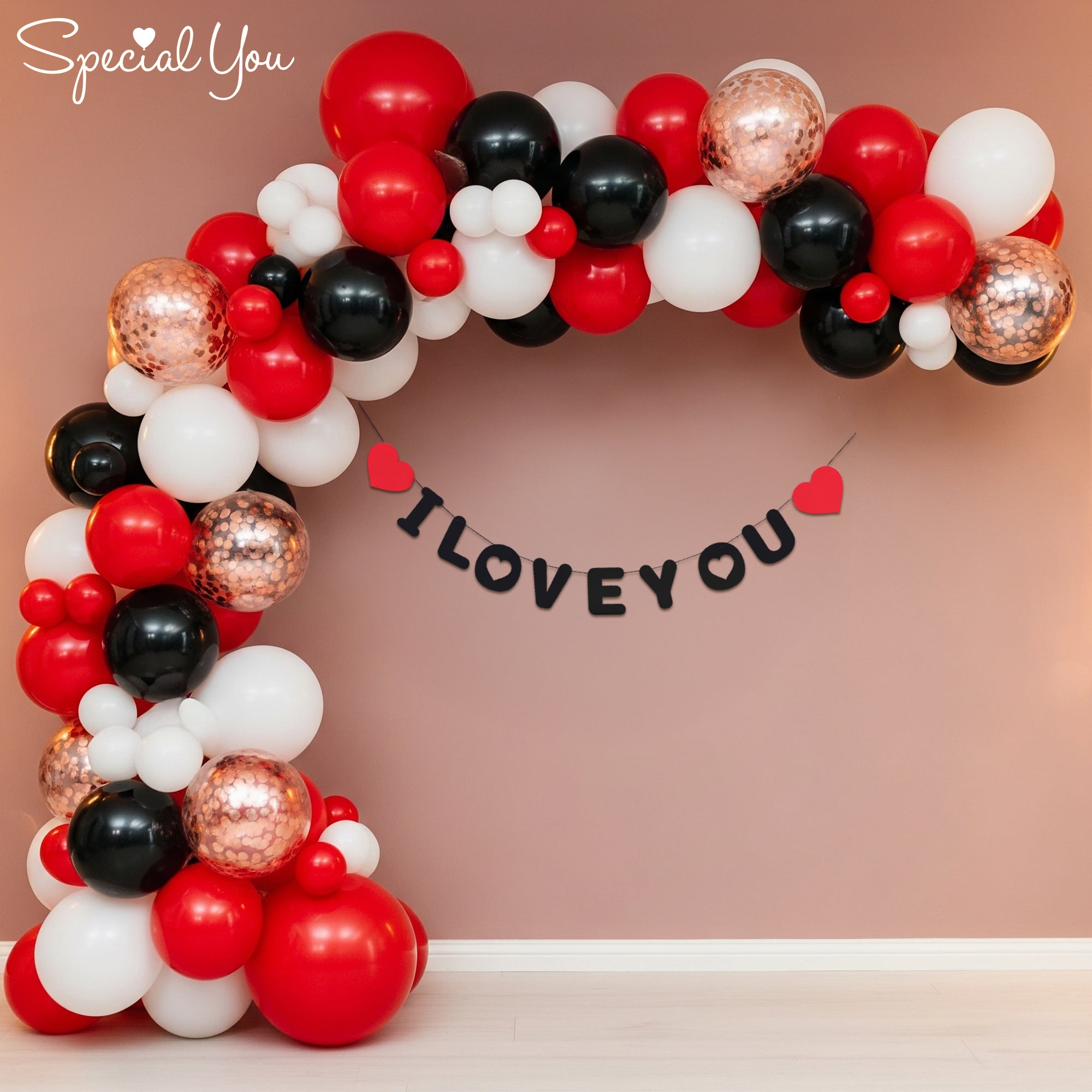 Romantic Red & Black Love Arch Decor