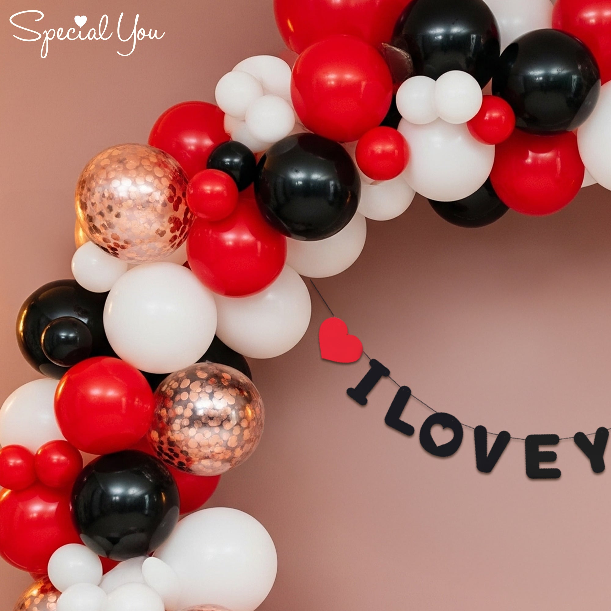Romantic Red & Black Love Arch Decor