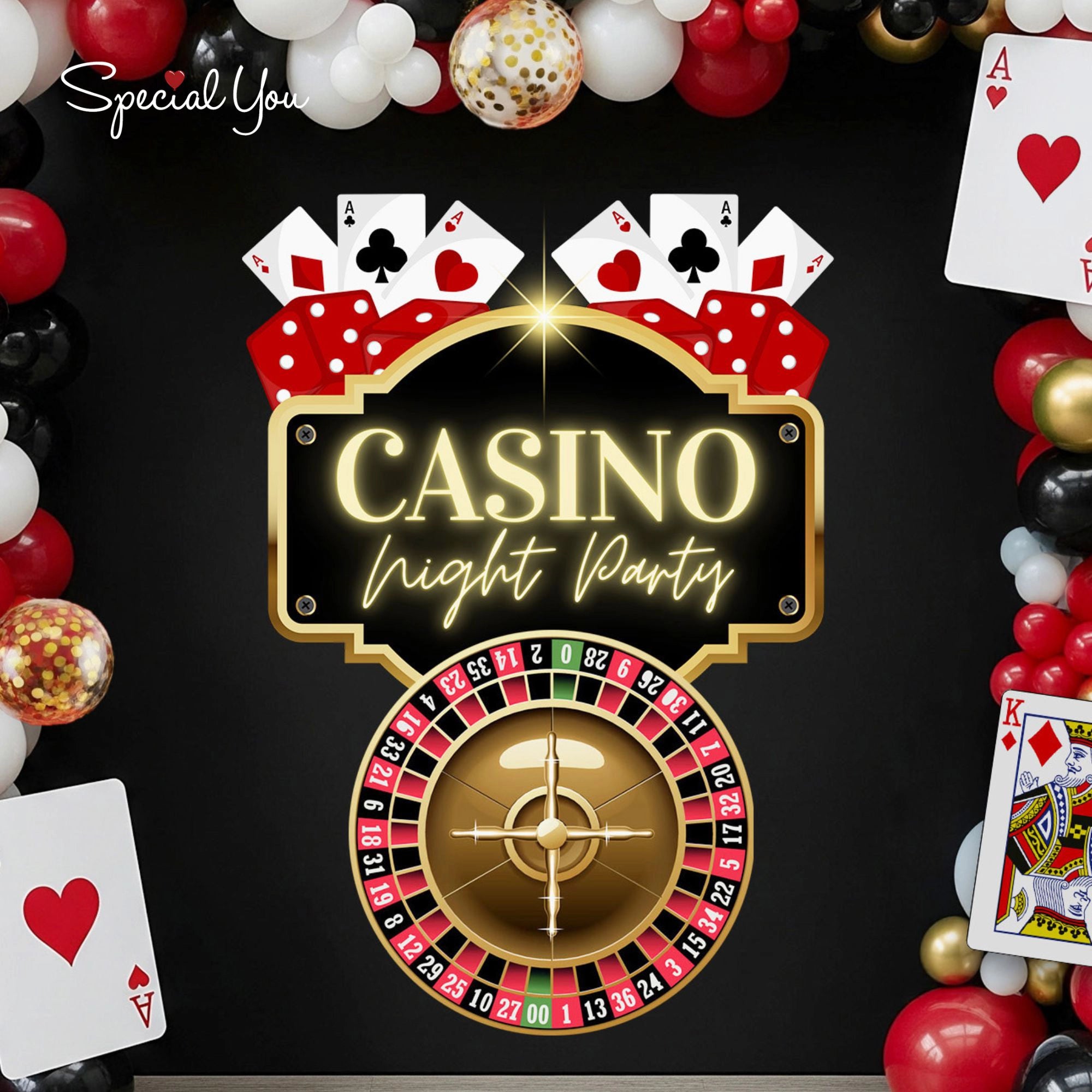 Casino Night Party Balloon Decor