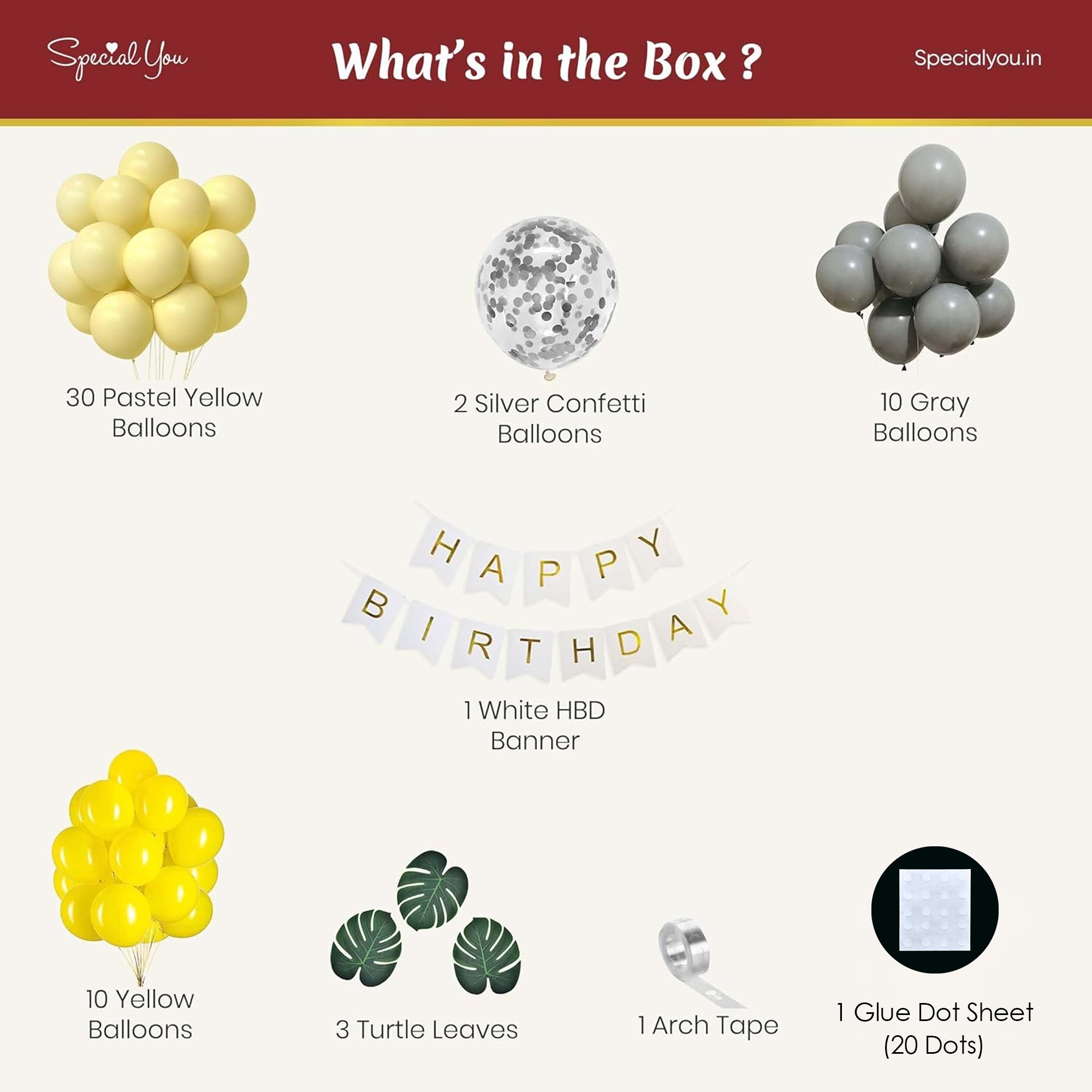 Yellow Birthday Balloon Decor items for Girls