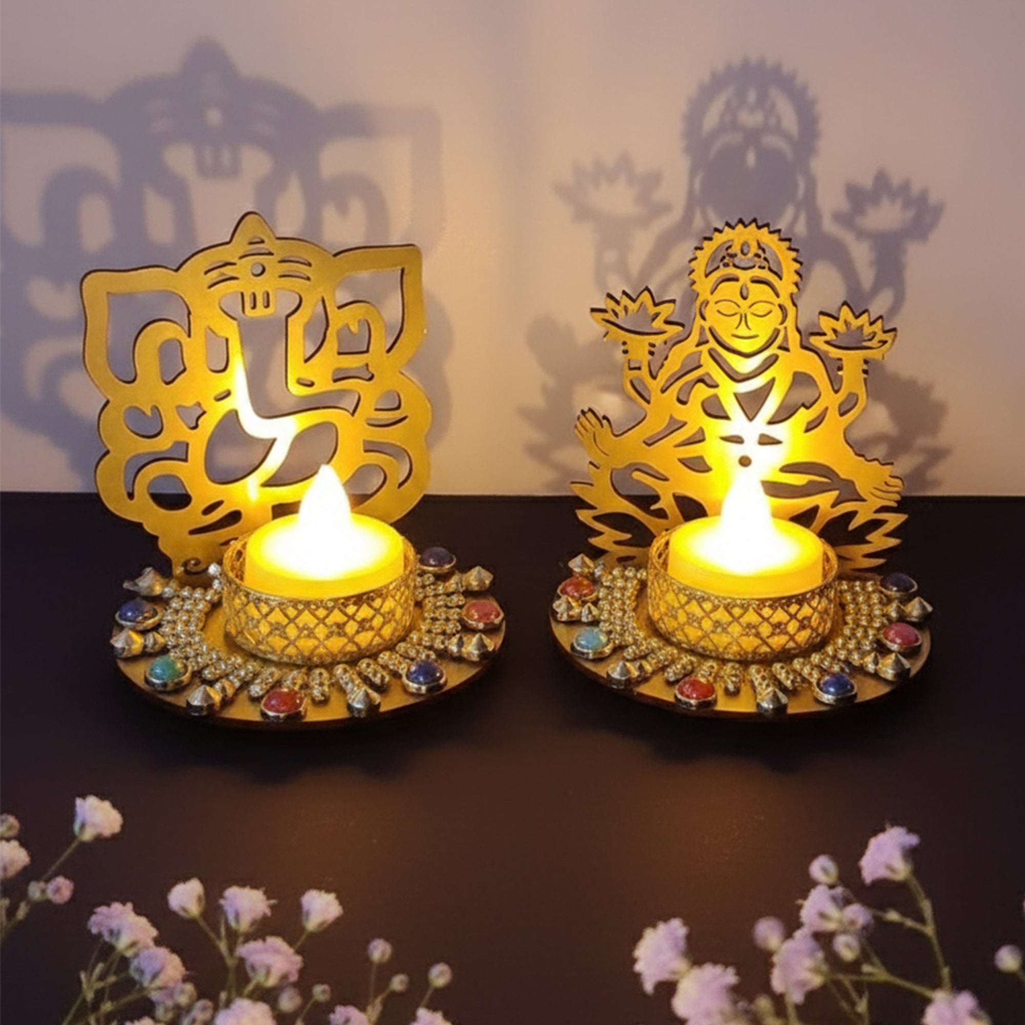 Ganesh Laxmi T Light Candle Holder for Diwali Decoration - Special You