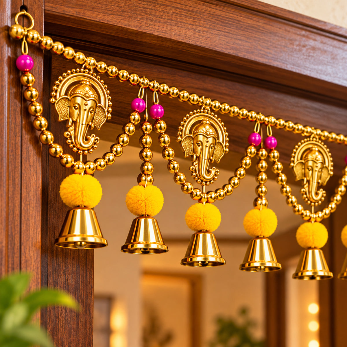 Gold Ganesh Toran for Entrance for Diwali Decoration for Home