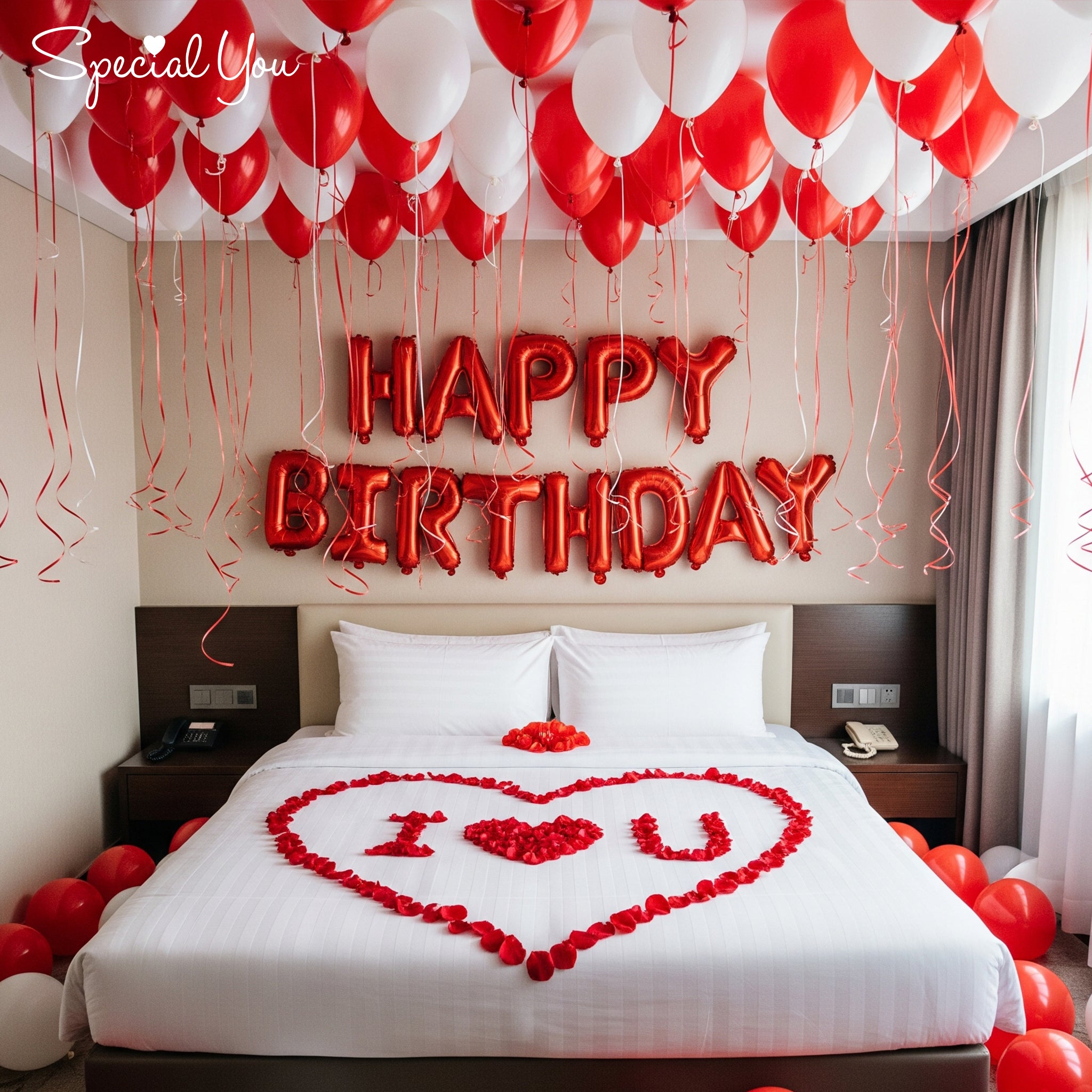 Romantic Red & White Birthday Surprise